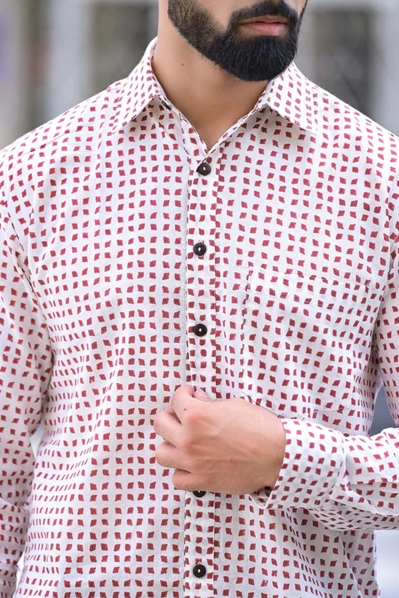 Shirt Full Sleeve Mens Harlequin Rust