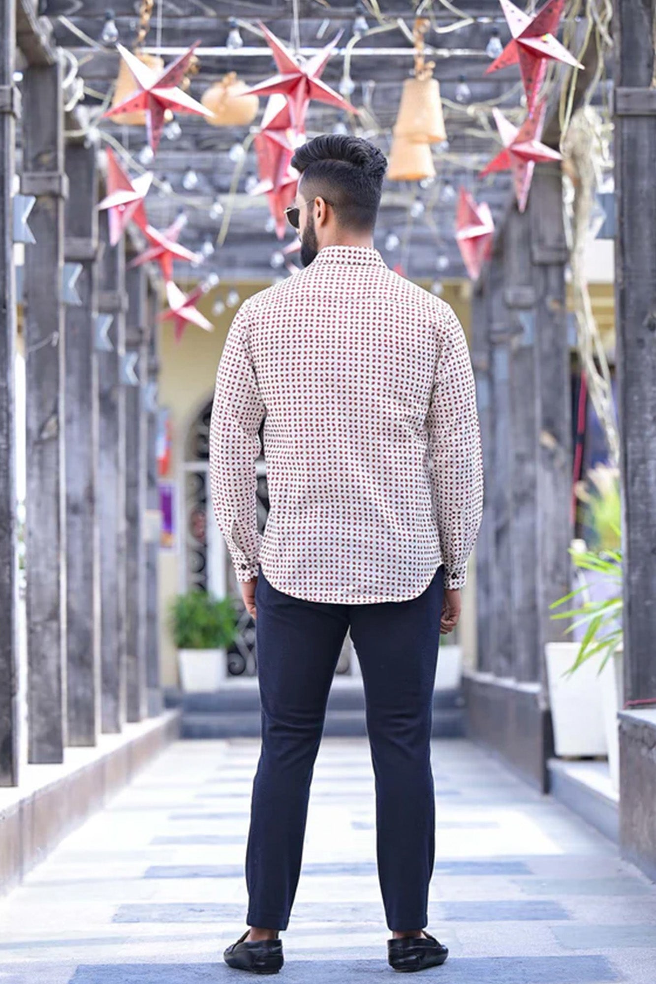 Shirt Full Sleeve Mens Harlequin Rust