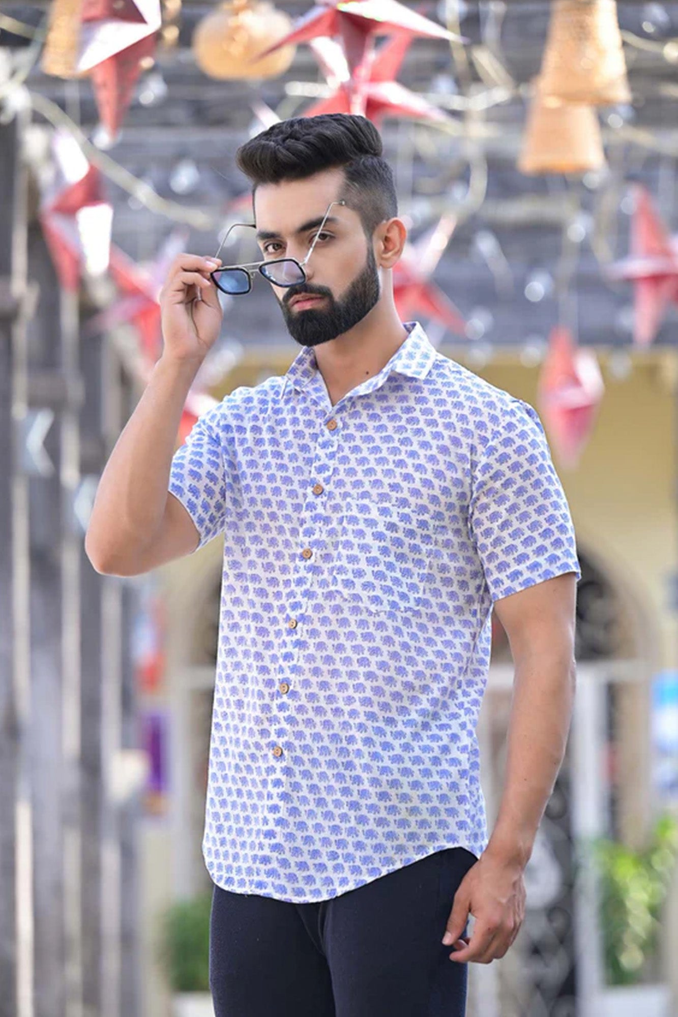 Shirt Half Sleeve Mens Flint Blue