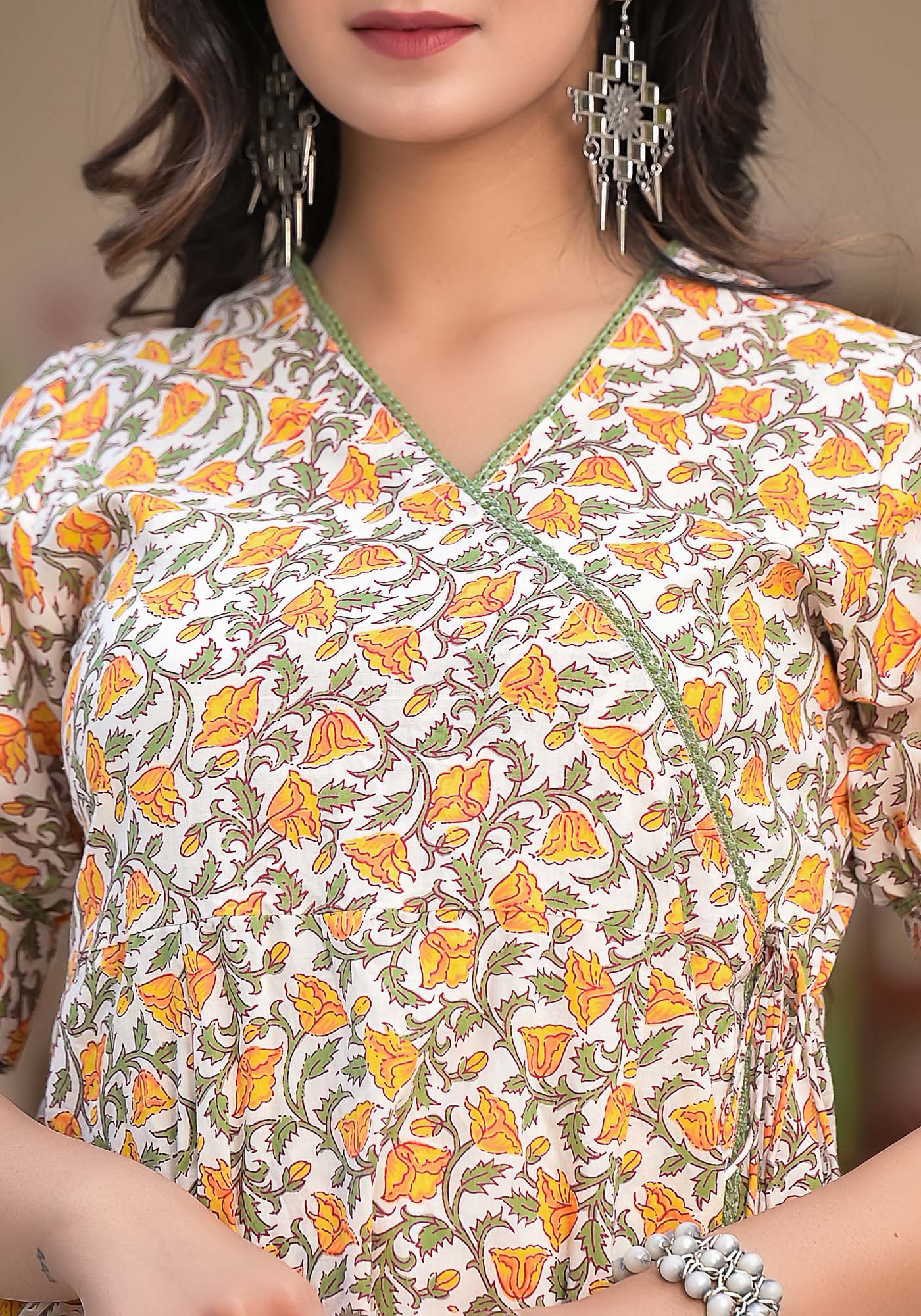 Dress Long Women Daffodil Angrakha