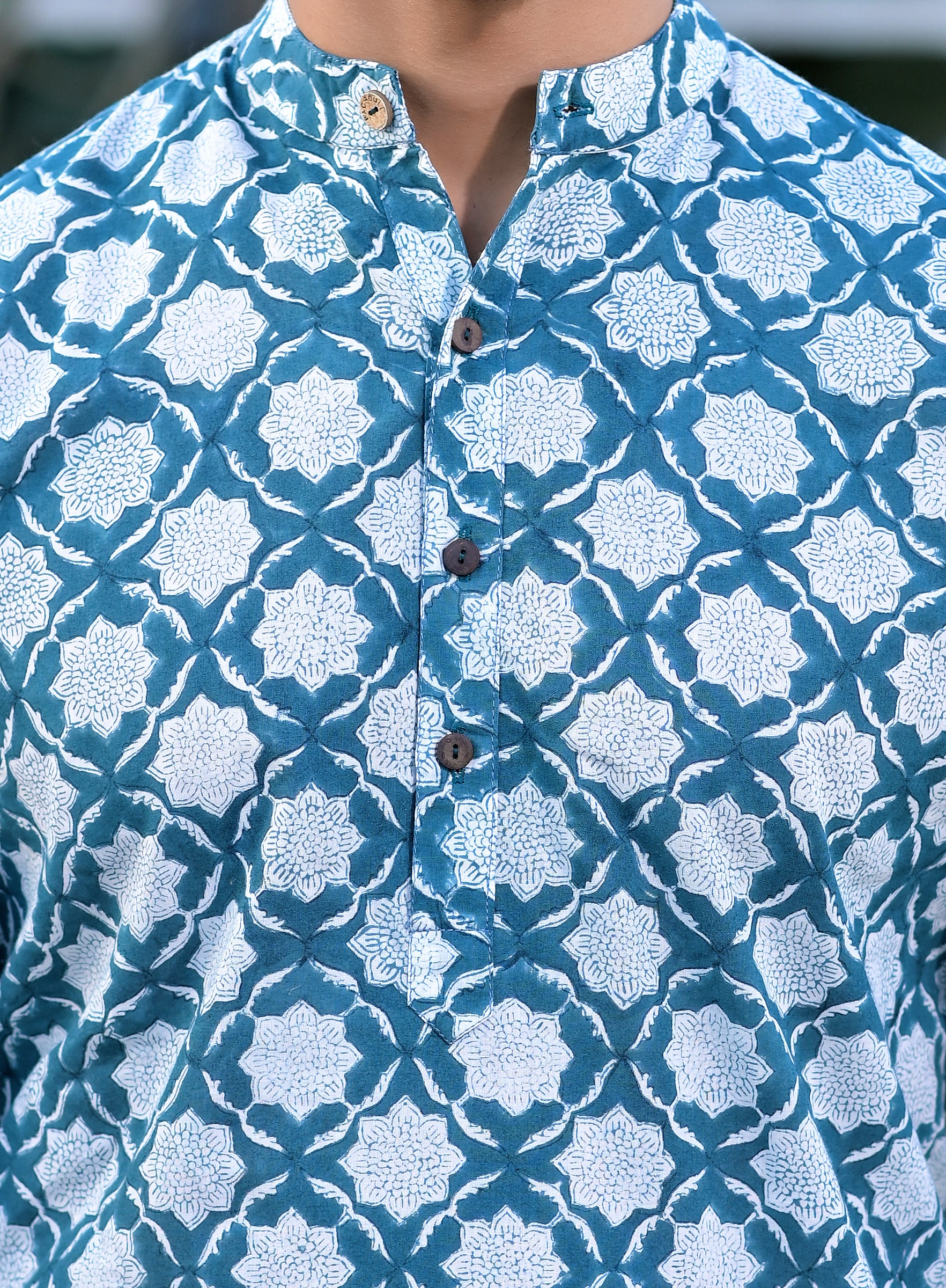 Kurta Long Cadet Blue Floral