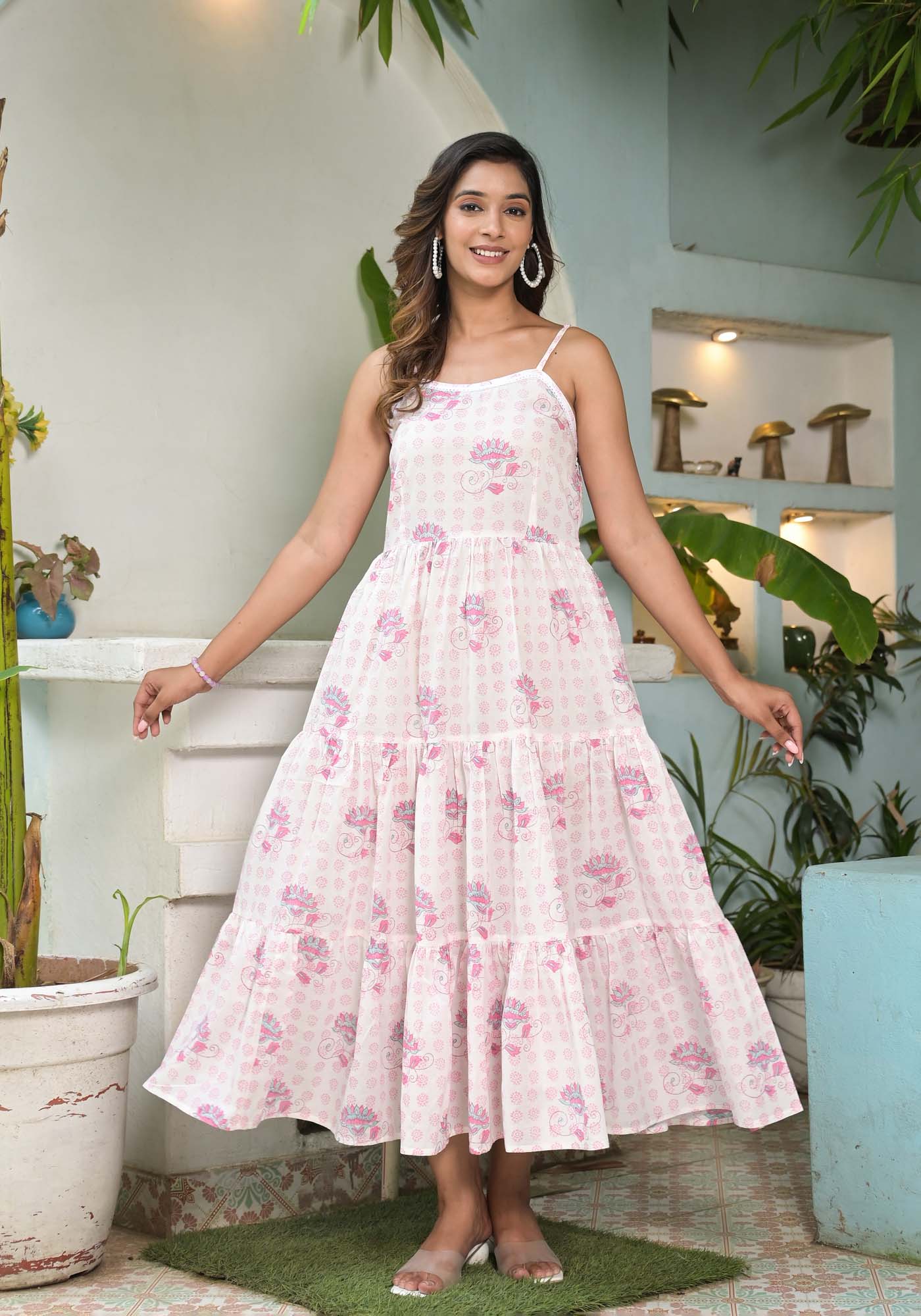 Strep Dress Gulabi Printed Boota