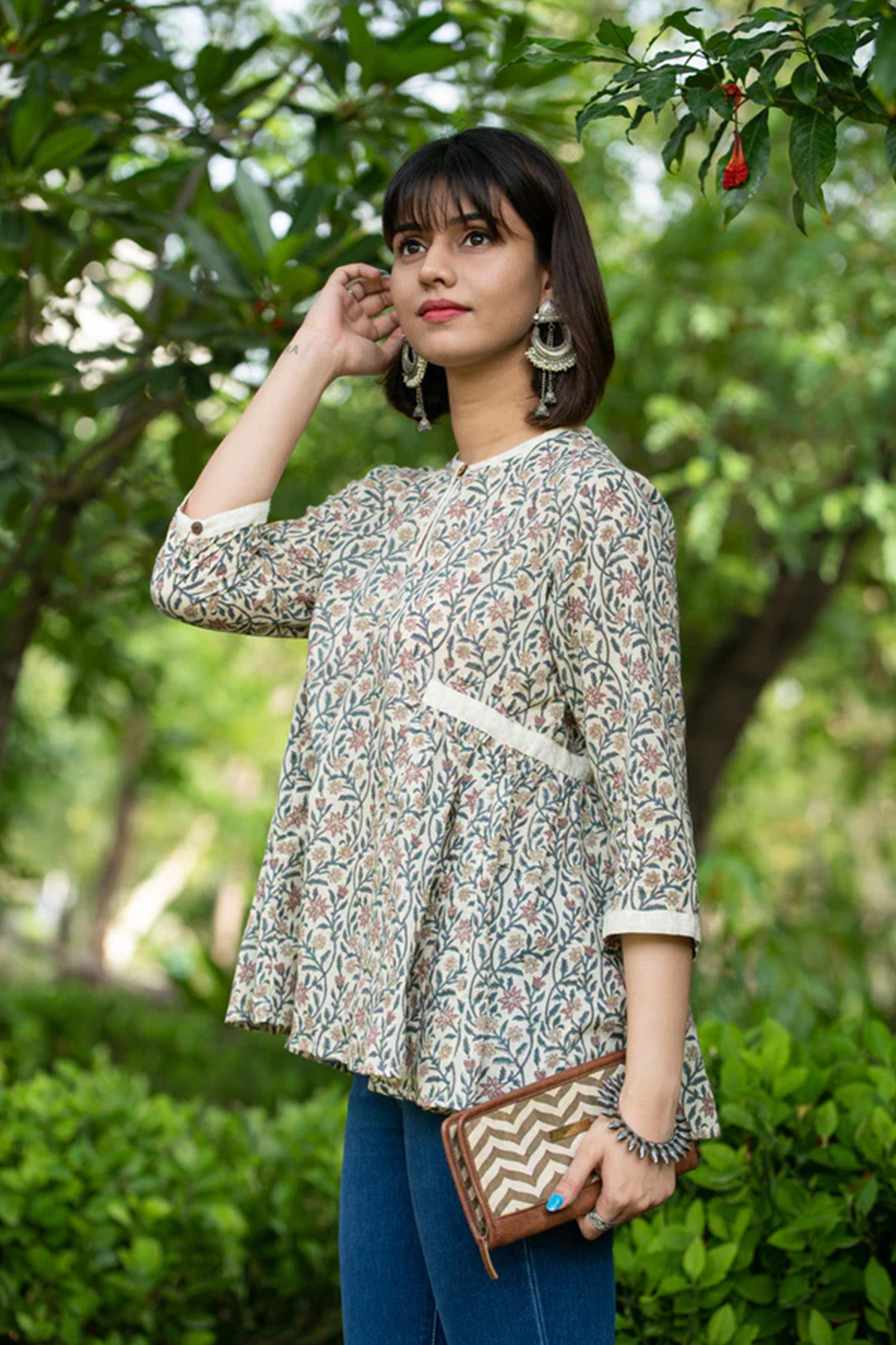Top Women Bhopali Cream Floral
