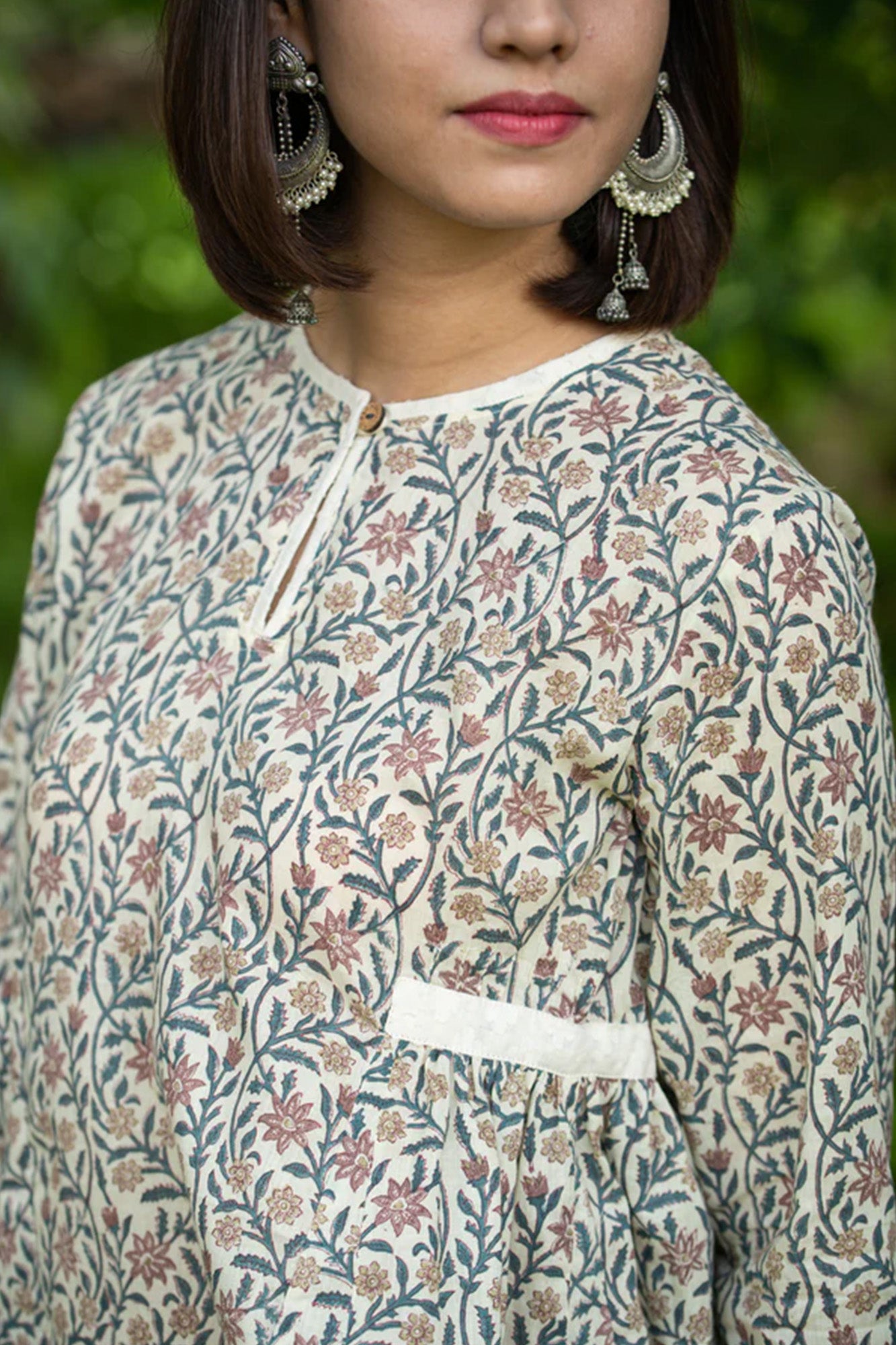 Top Women Bhopali Cream Floral