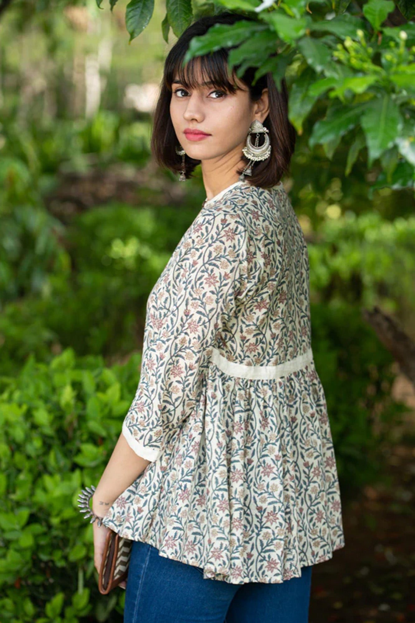 Top Women Bhopali Cream Floral