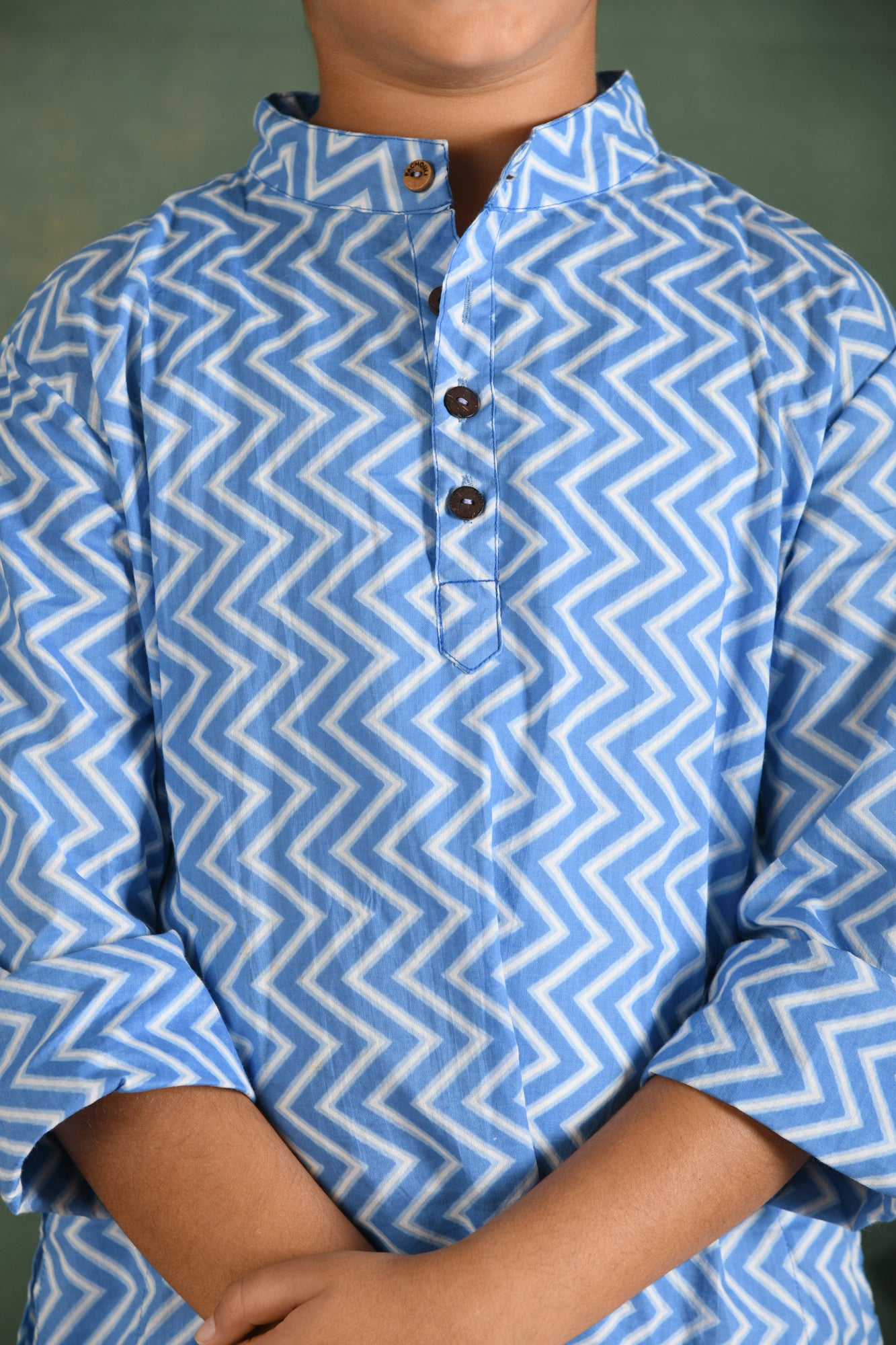Blue Chevron Kurta