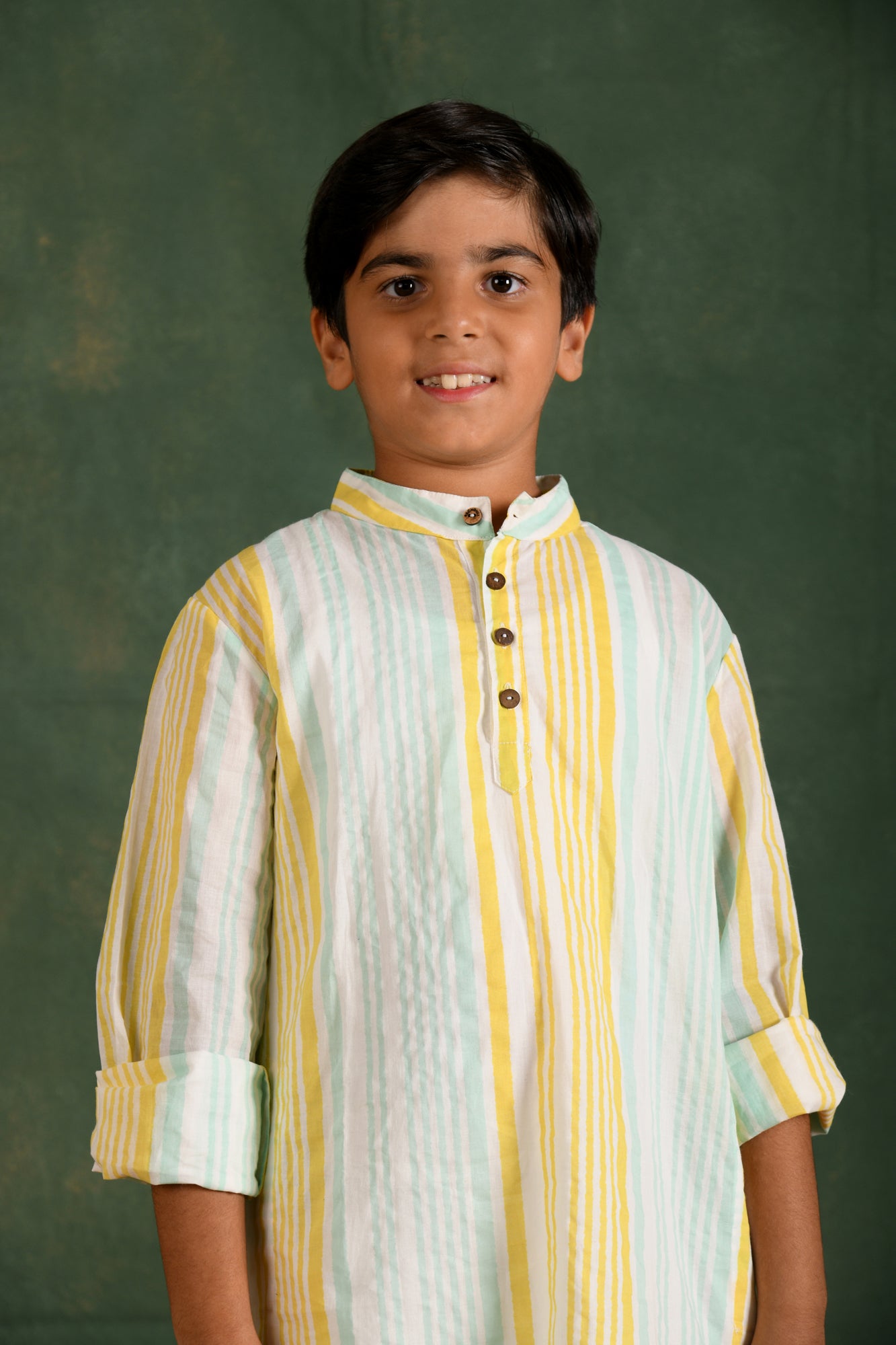 Yellow Green Stripes Kurta