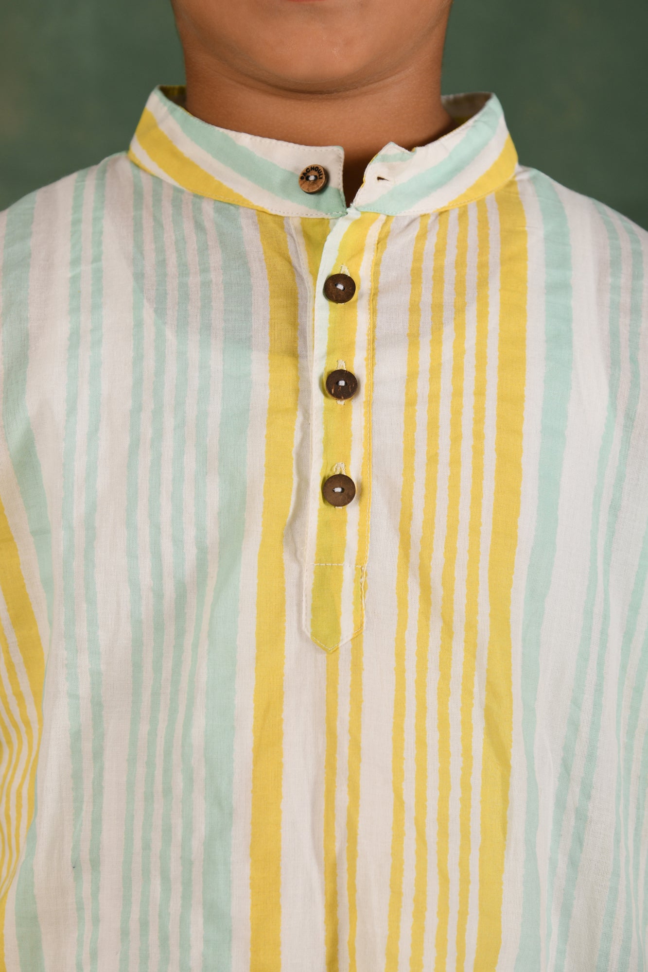 Yellow Green Stripes Kurta