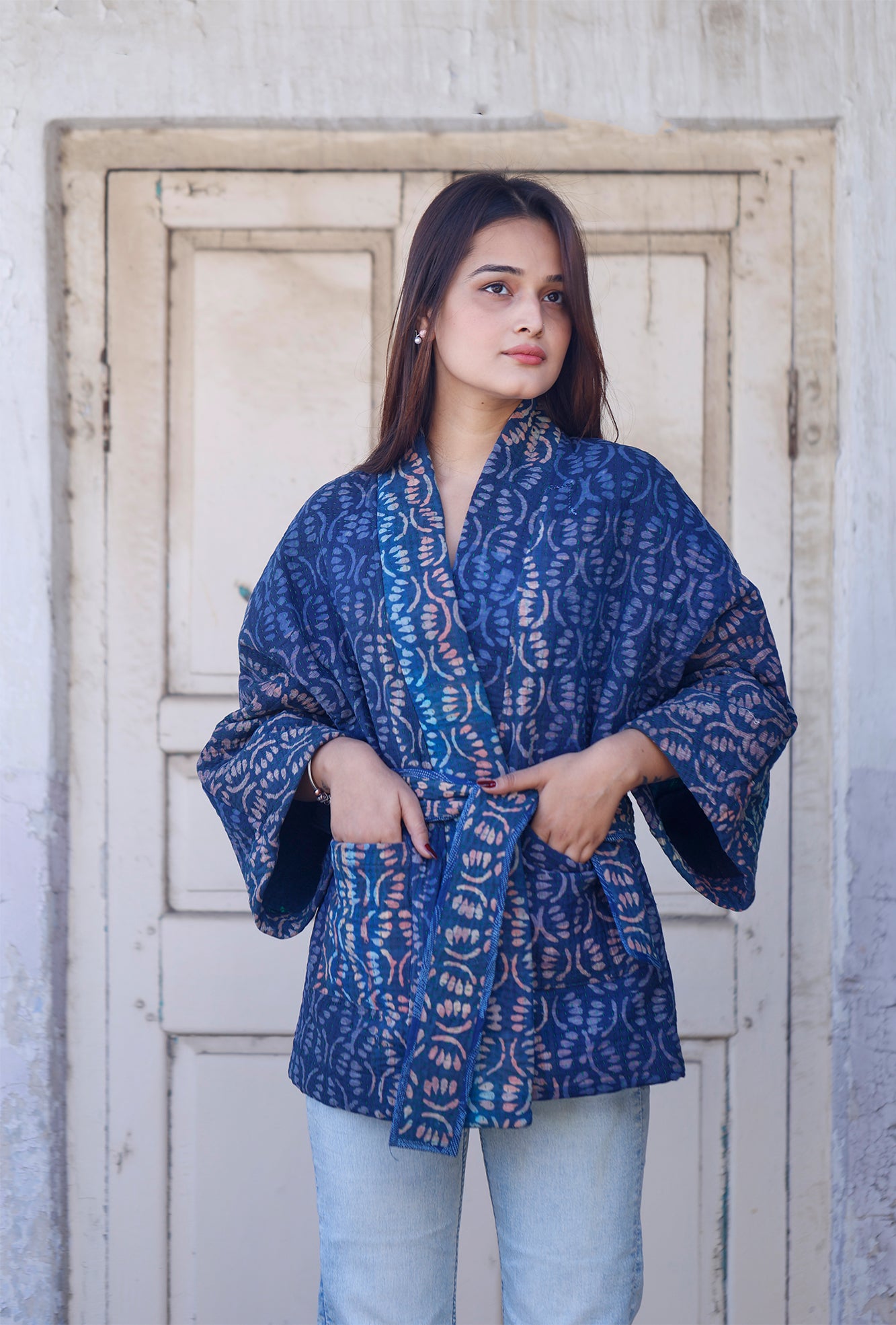 Blue Kantha Jacket