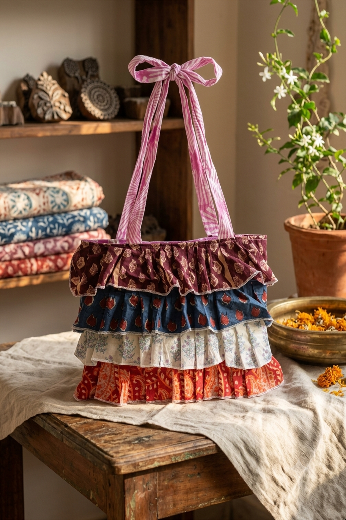 Multi Frill Hand Bag