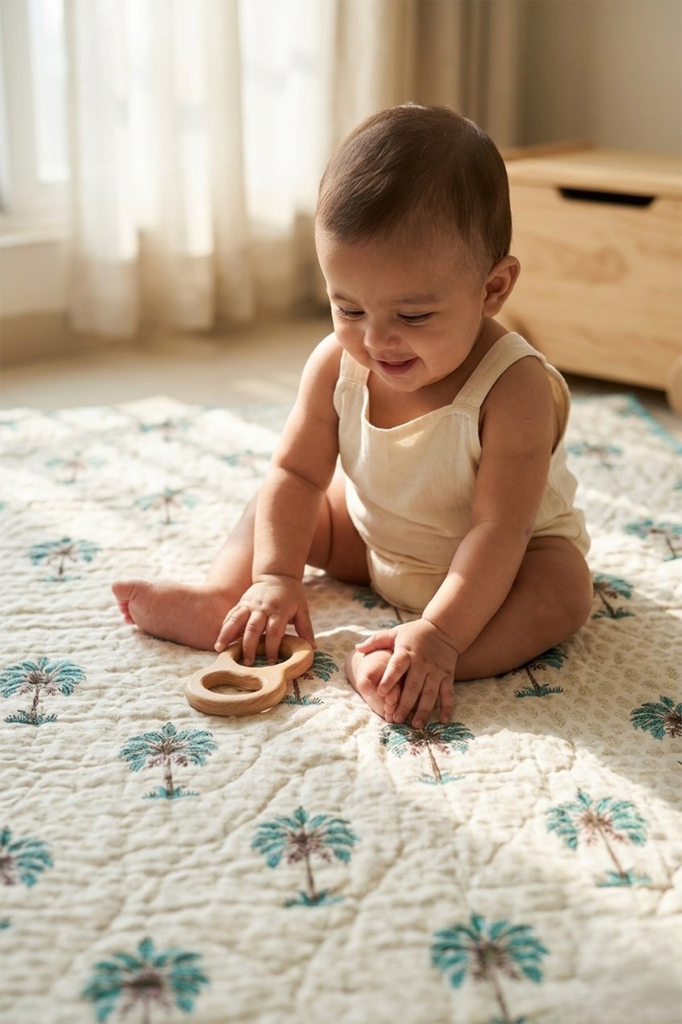 Green Palm Baby Quilt