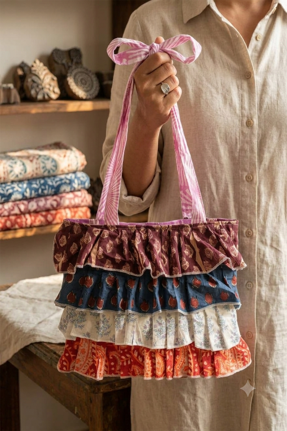 Multi Frill Hand Bag