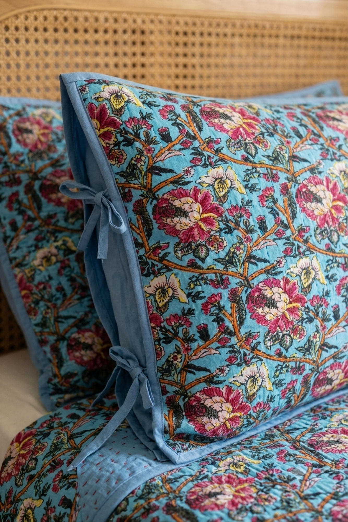 Gulab Bagh Reversible Bed Cover With 2 Pillow Covers