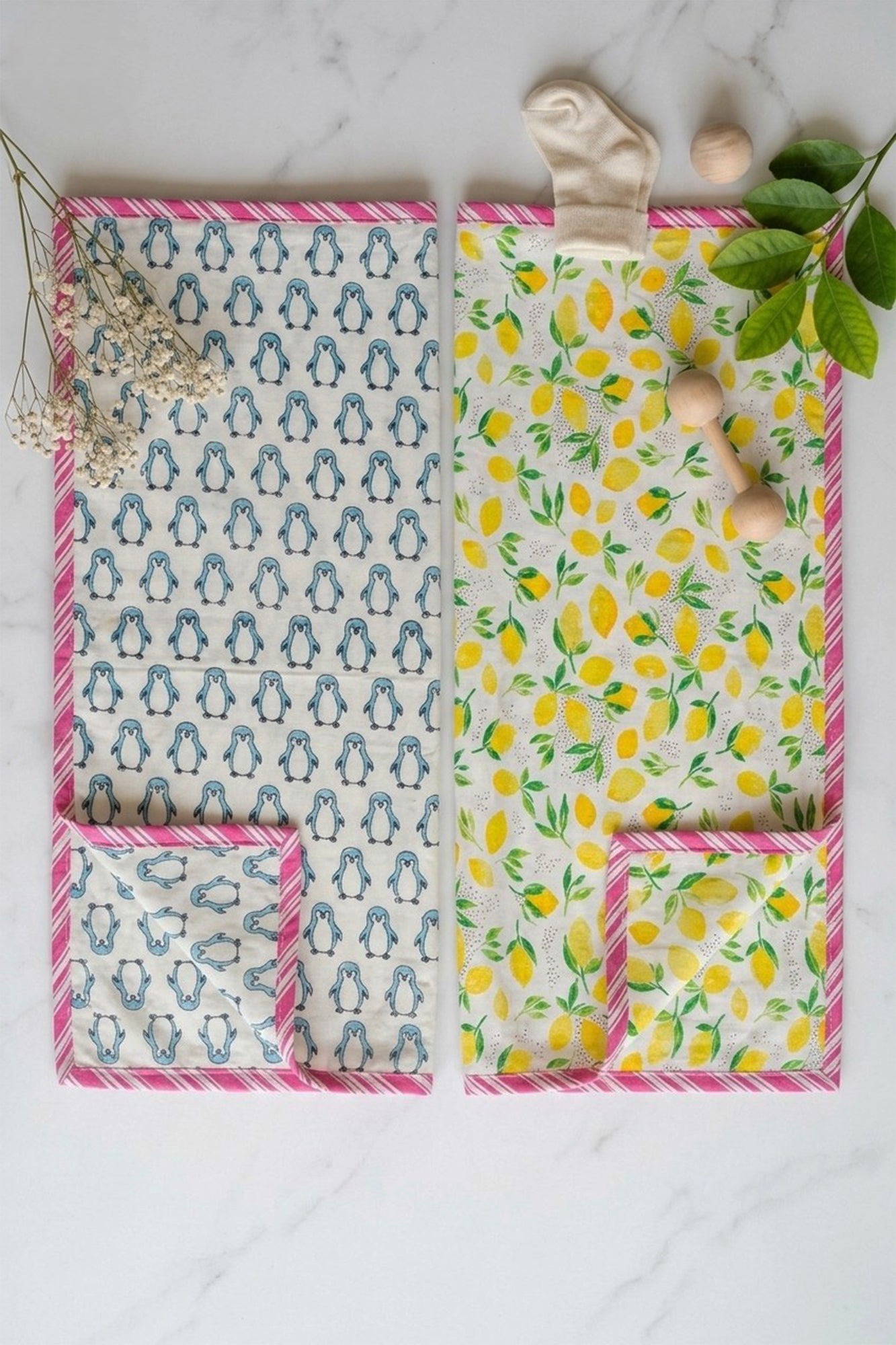 Penguin Blue Swaddle Pair