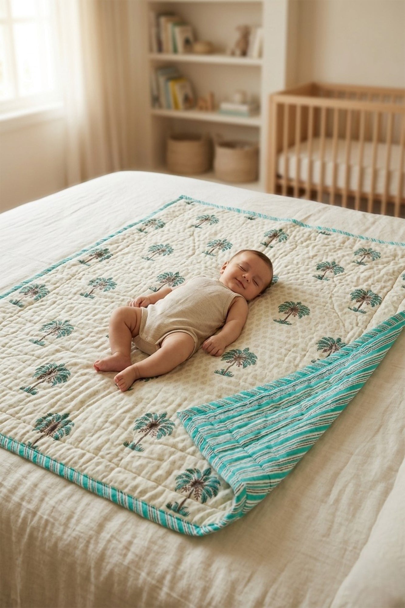 Green Palm Baby Quilt
