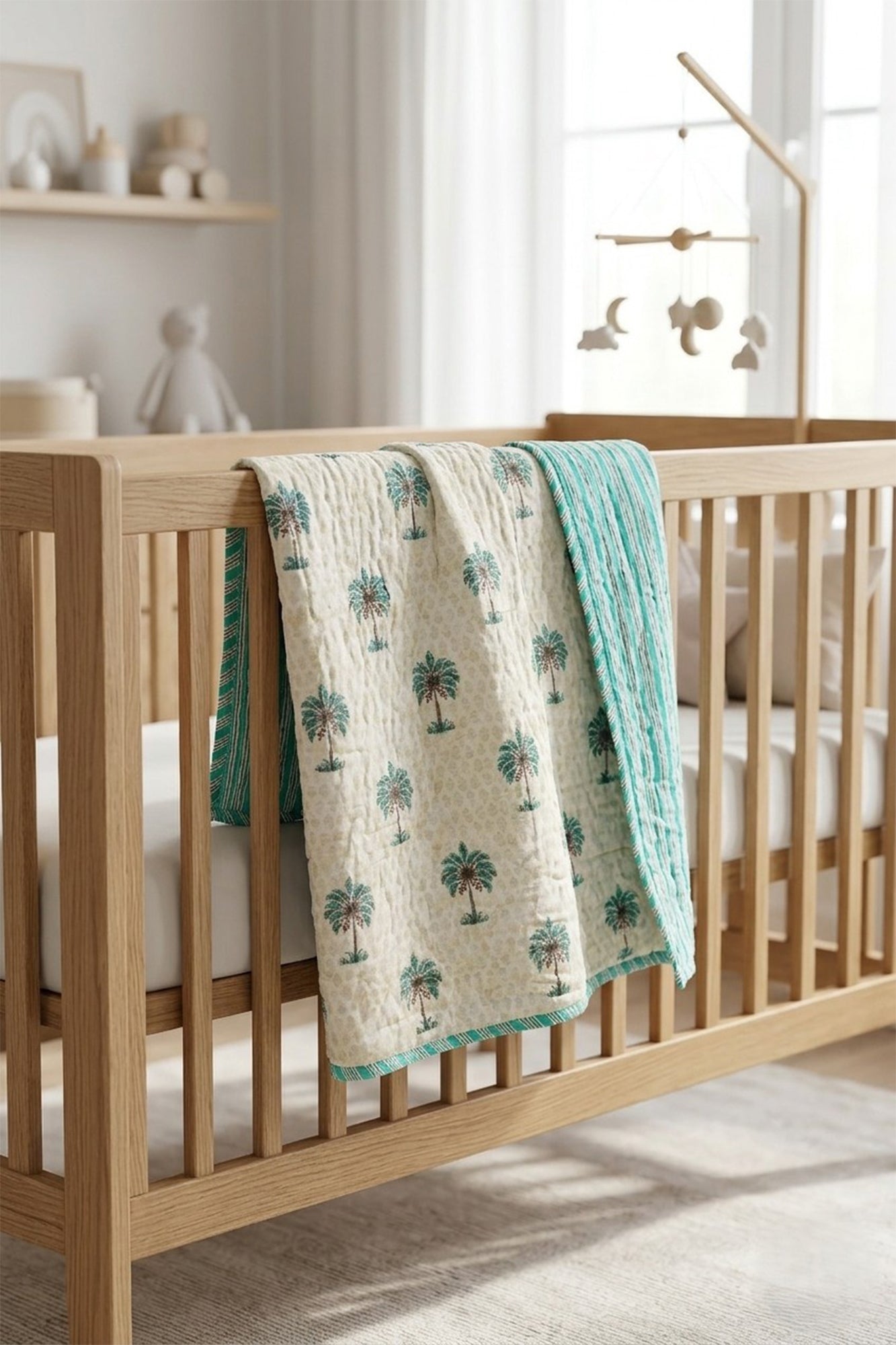 Green Palm Baby Quilt