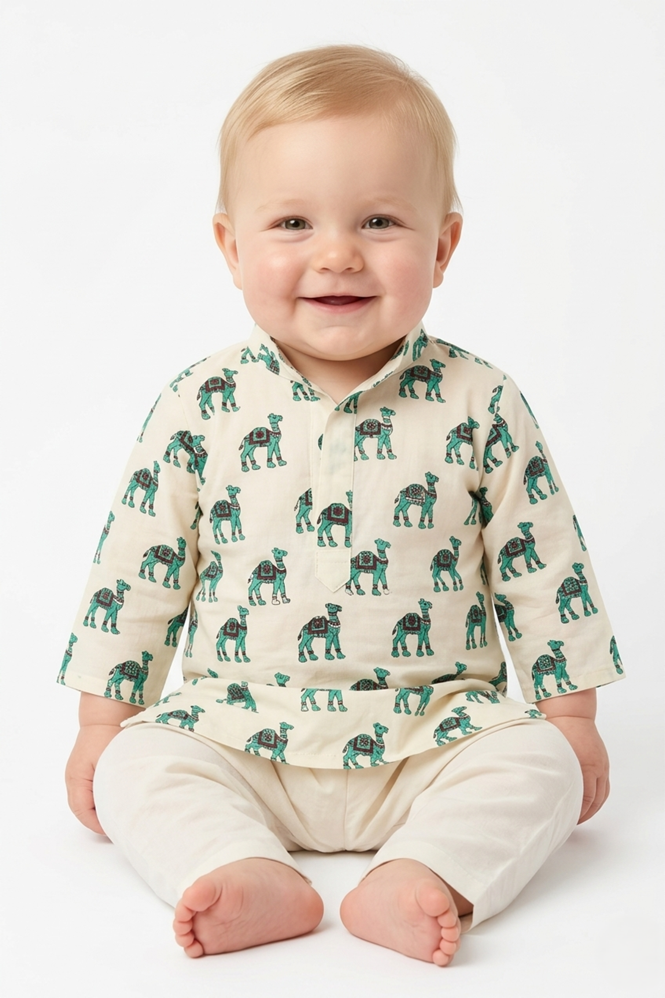 Camel Green Kurta With Pajama
