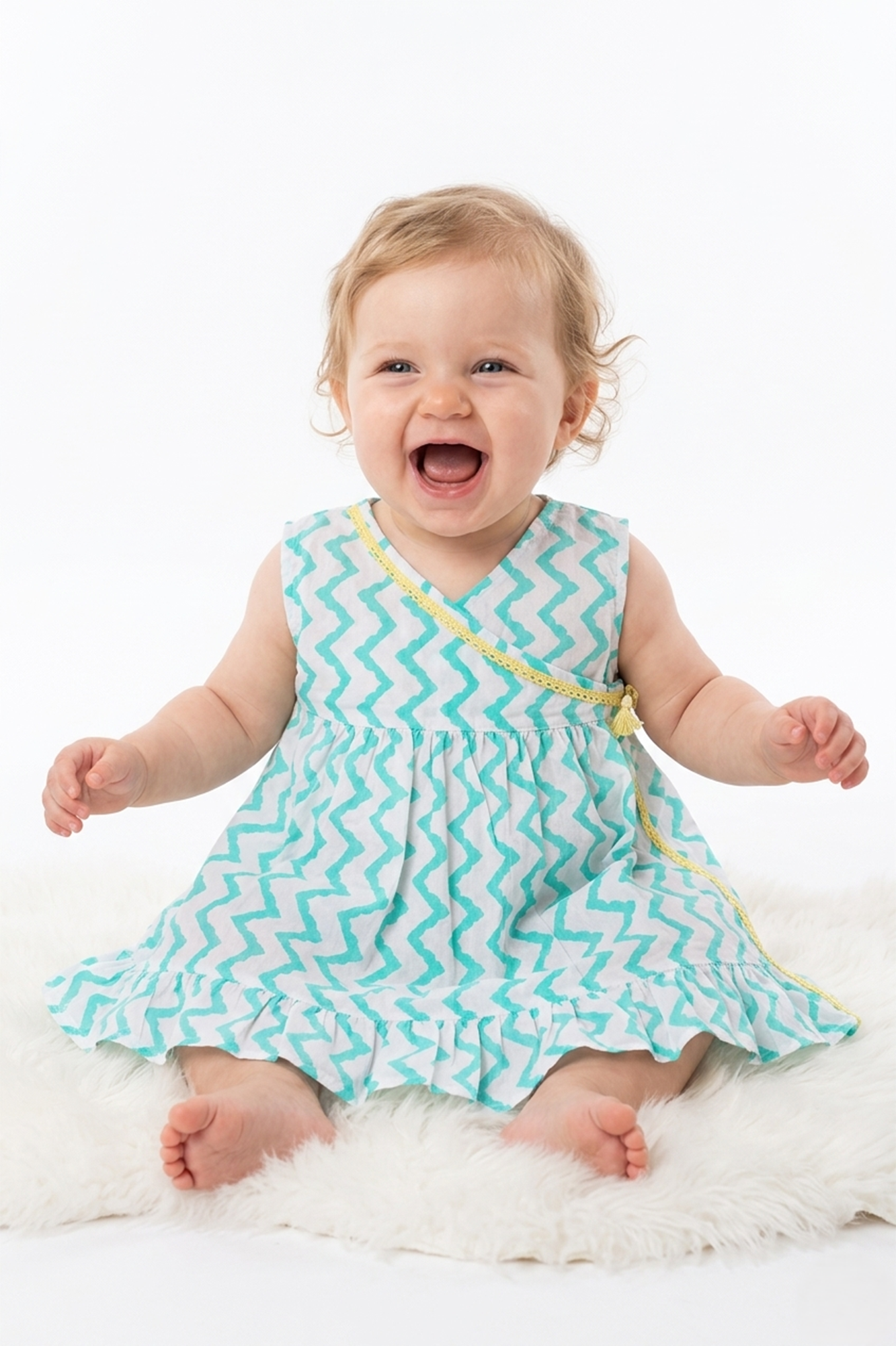 Green Chevron Infant Frock