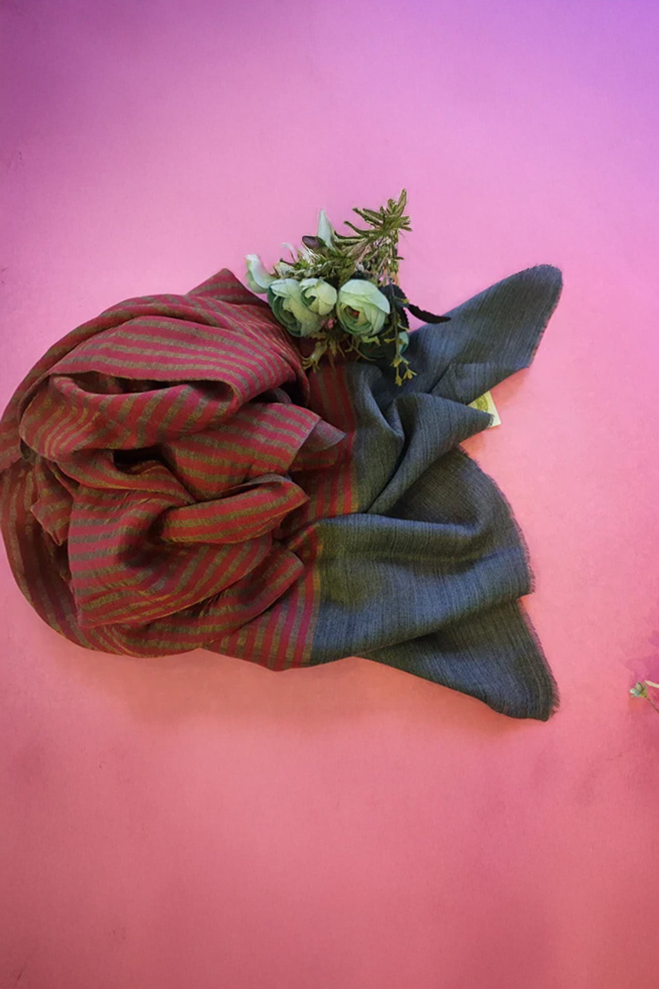 Women Pashmina Striped Maroon