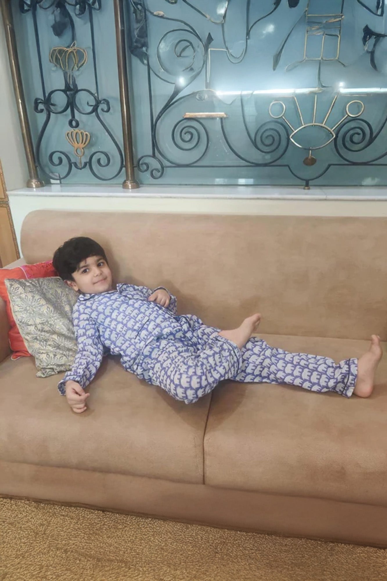 Boy Blue Elephant Night Suit-Set Of 2