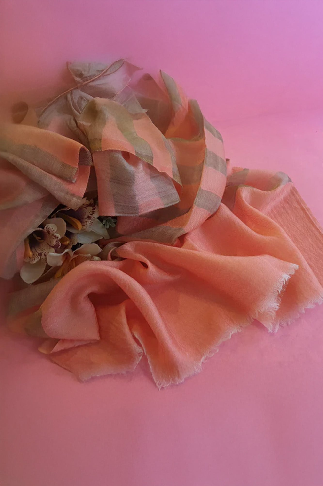 Women Pashmina Striped Peach