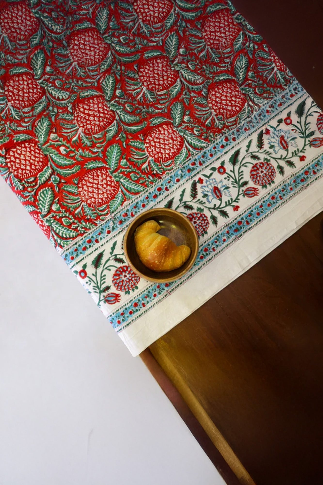 Table Cover Block Printed Red
