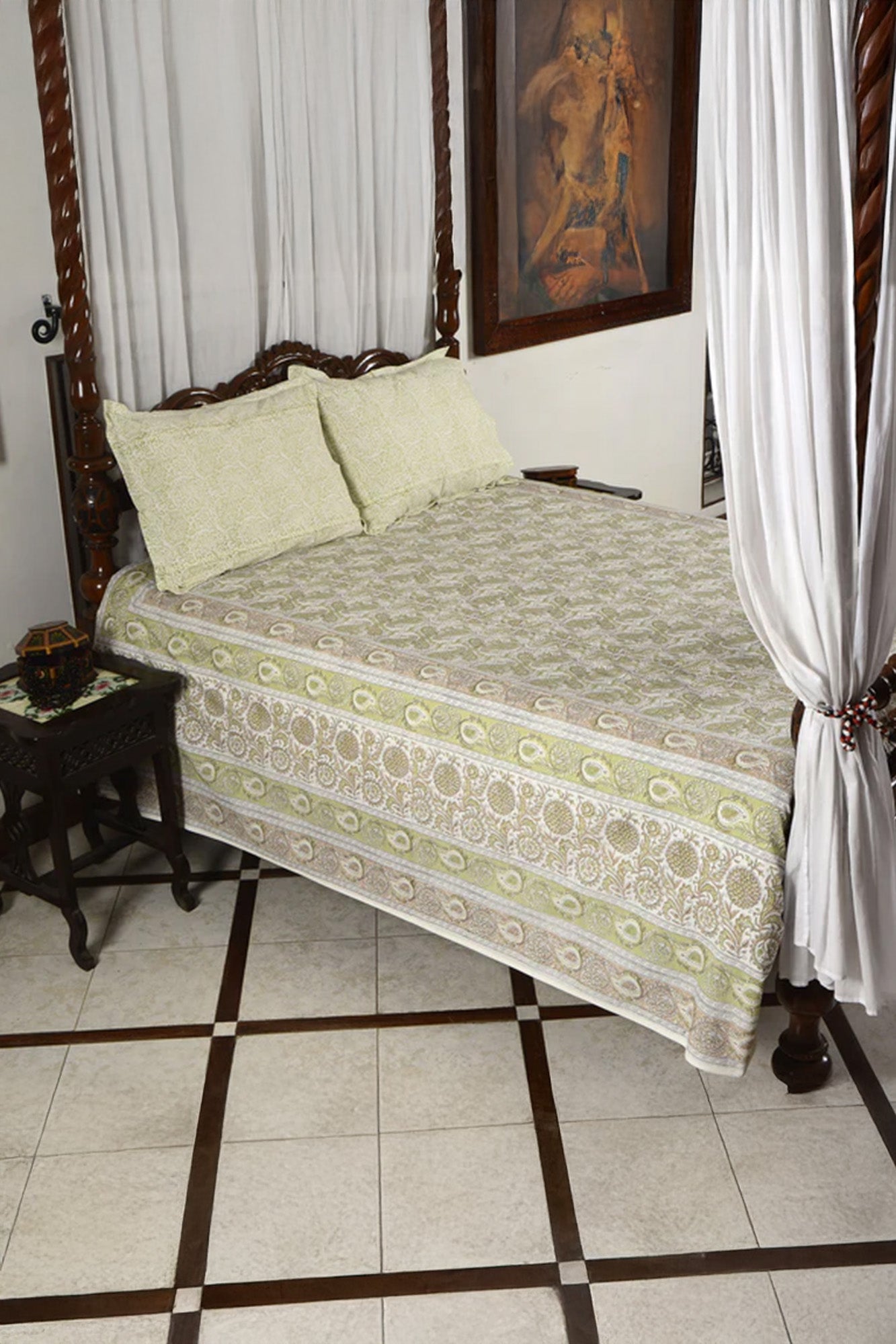 Green Small Paisley - Bed Sheet