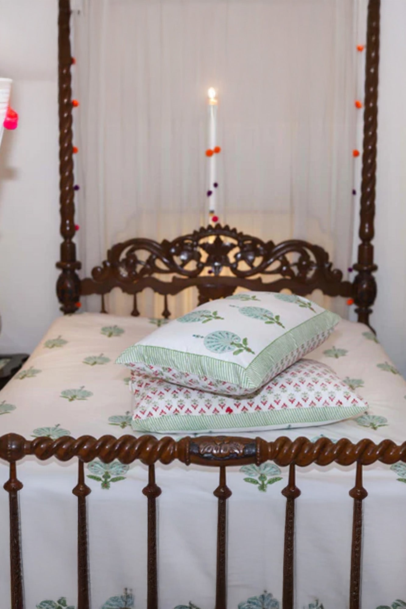 Bed Sheet Mughal Shrine Green