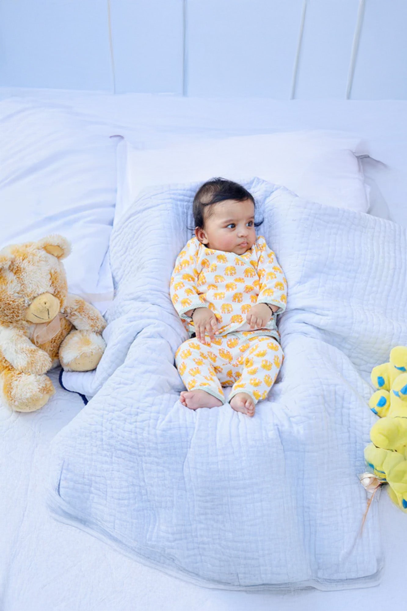 Infants Yellow Elephant Angarakha Top With Pajama