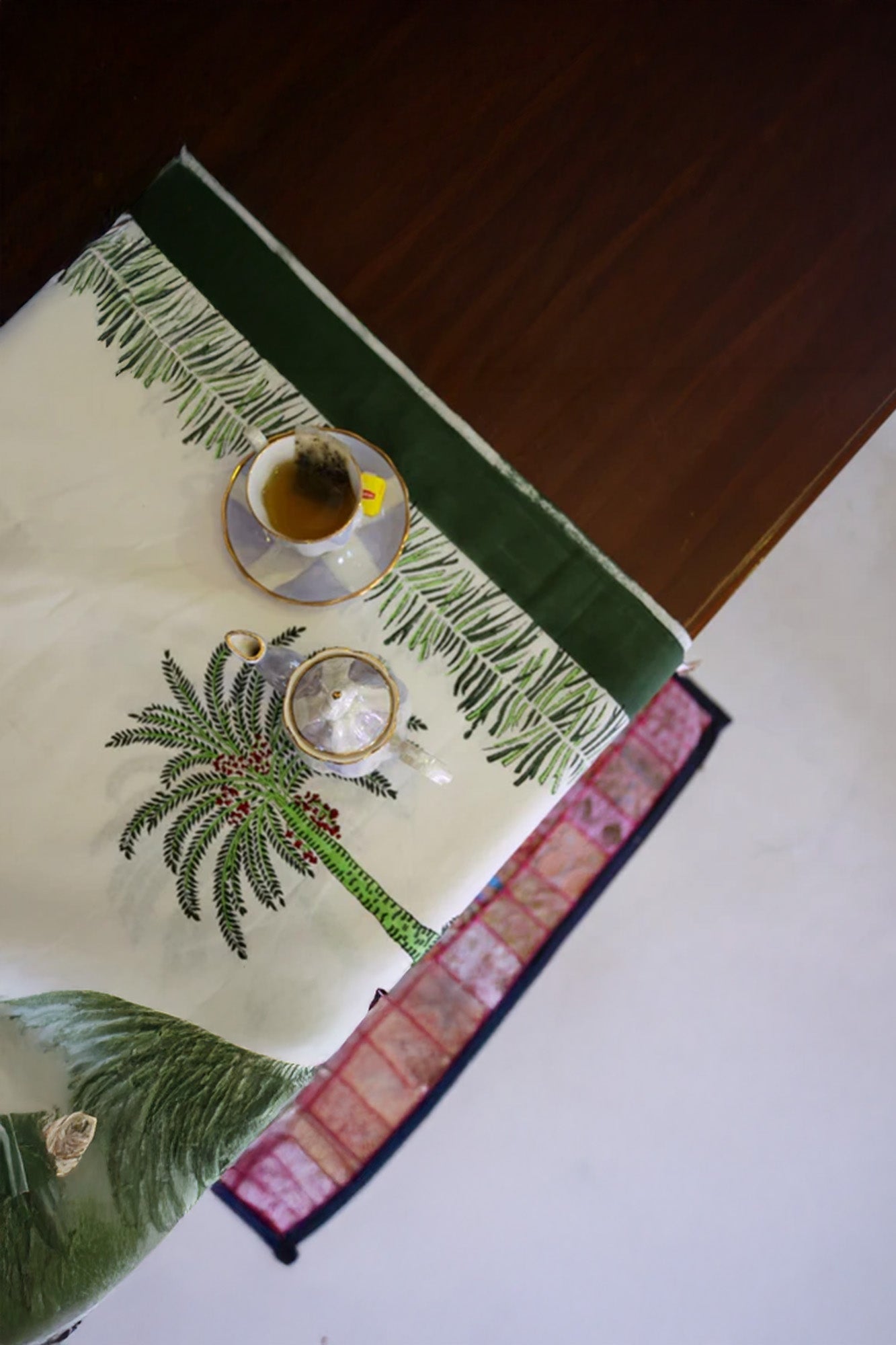 Table Cover Block Printed Green