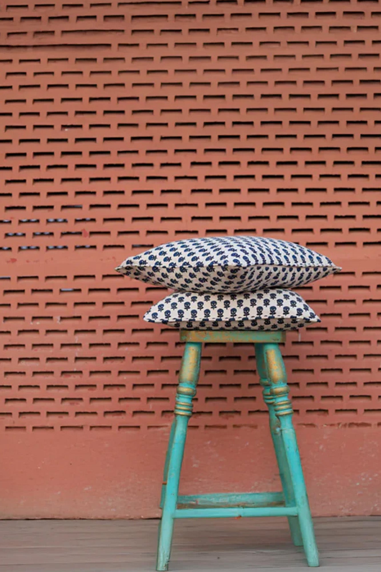 Cushion Cover Block Buti Blue