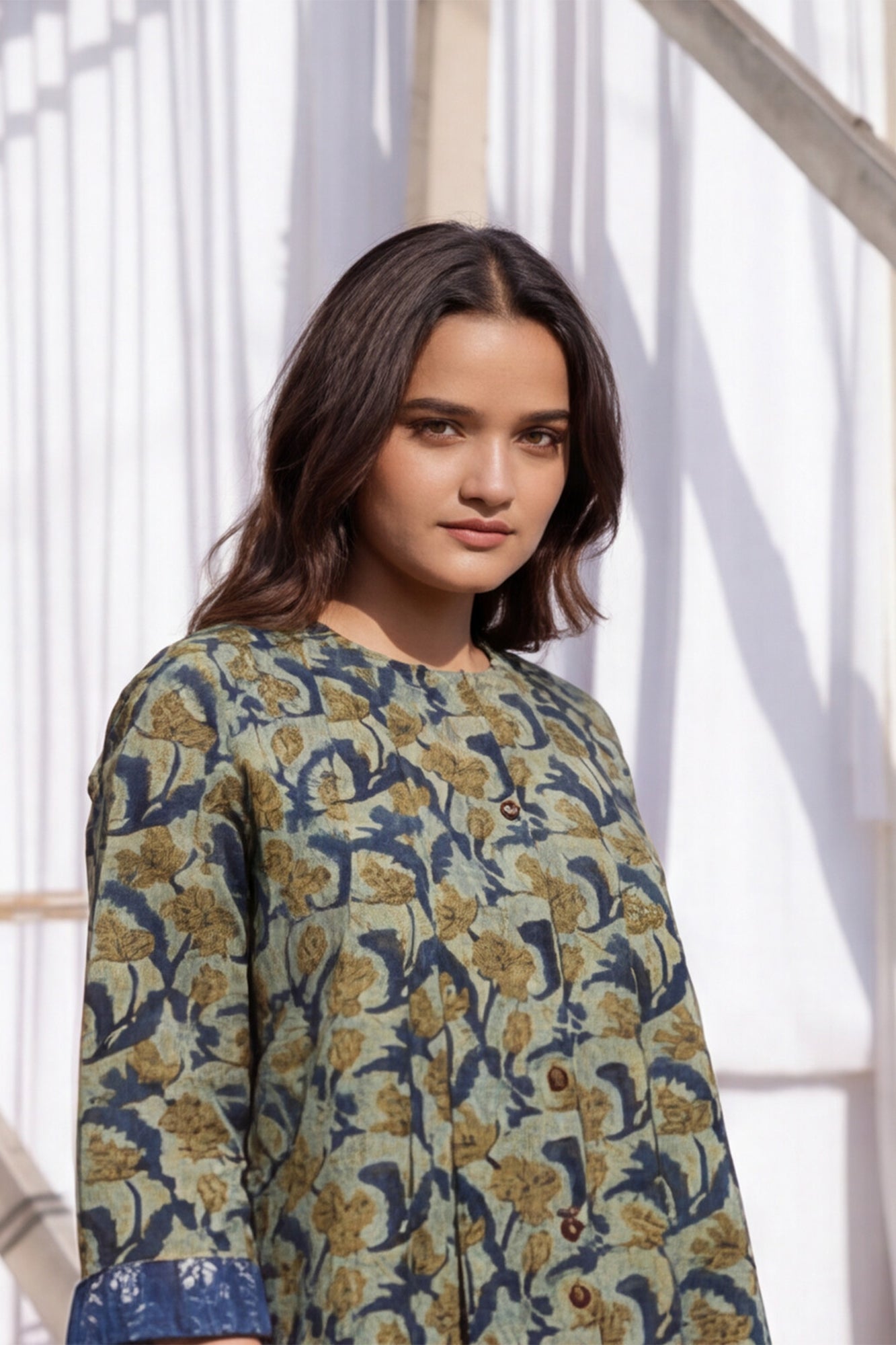 Indigo Noor Box Pleat Top
