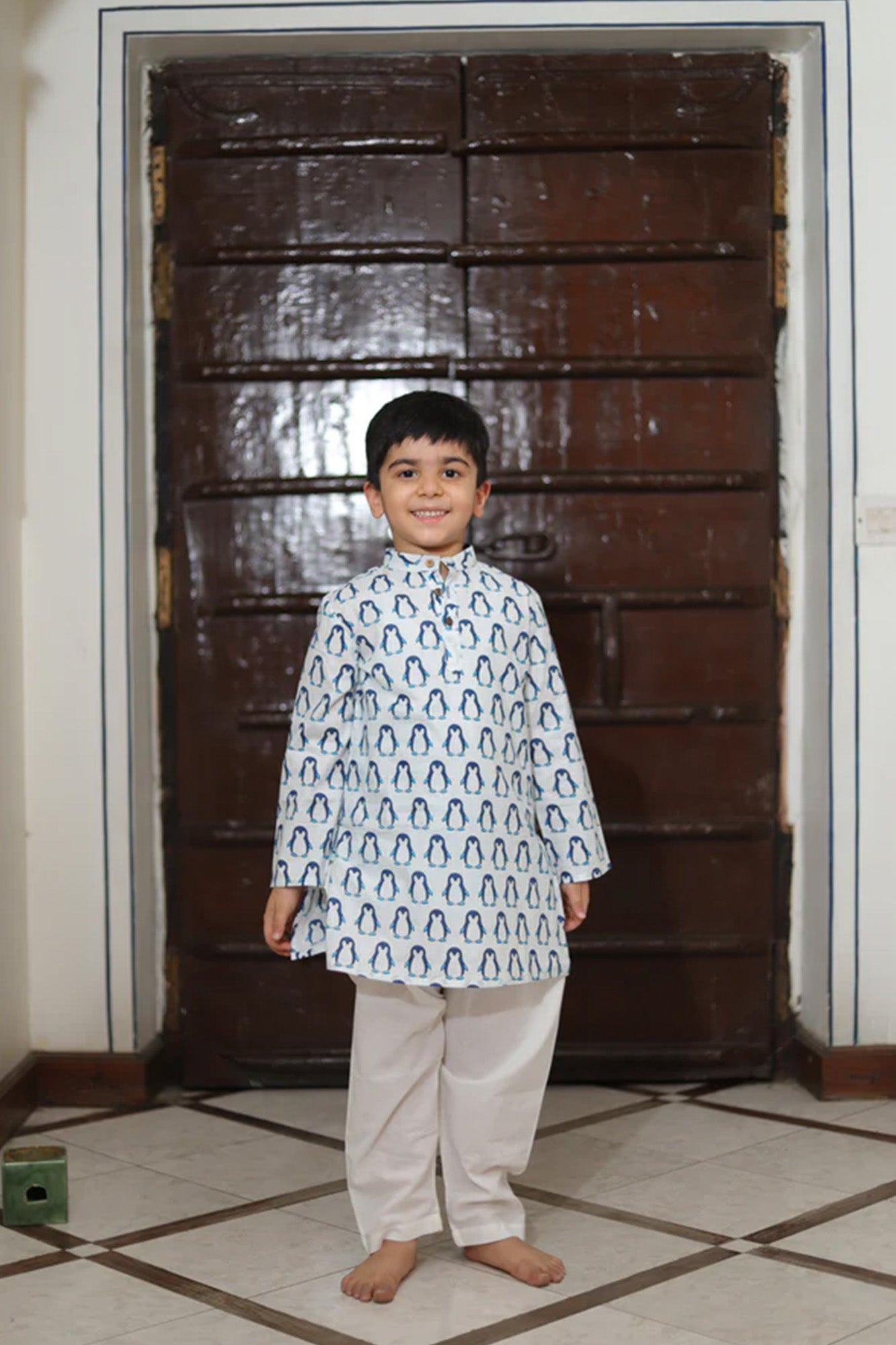 Boy Kurta Blue Penguin
