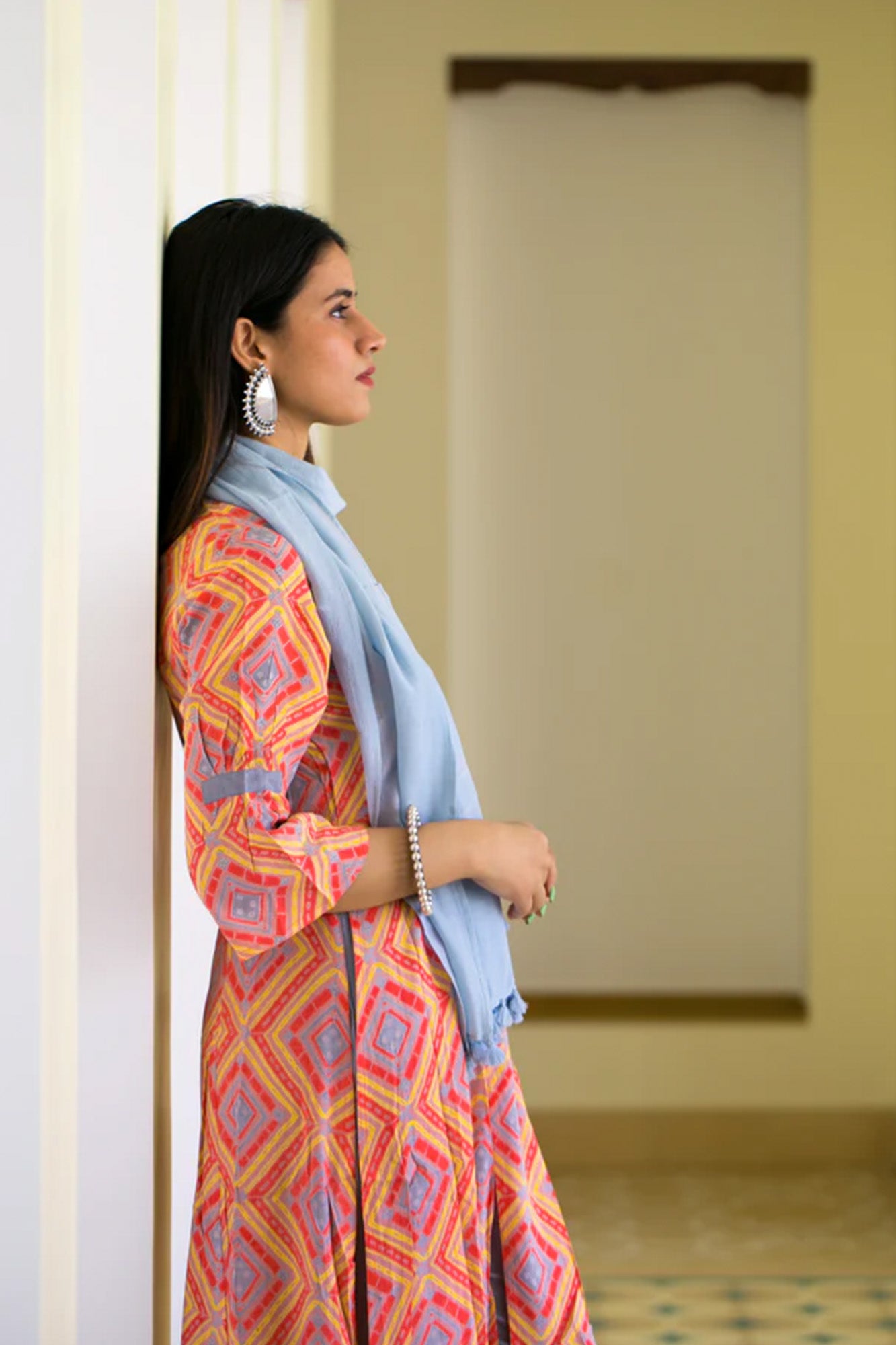Kurta Long Women Geometric Pink