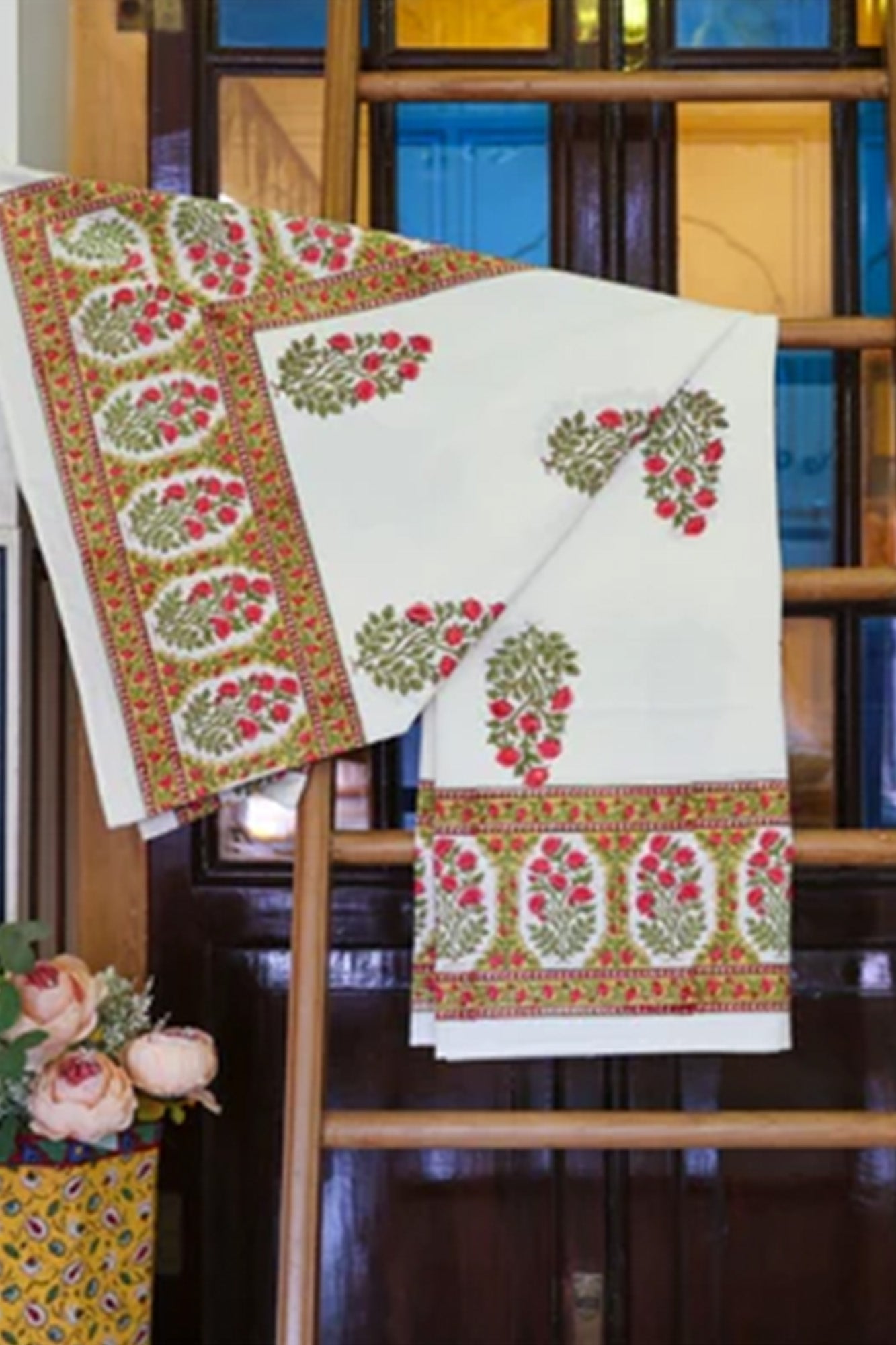 Bedsheet Mughal Buta Red Block Printed