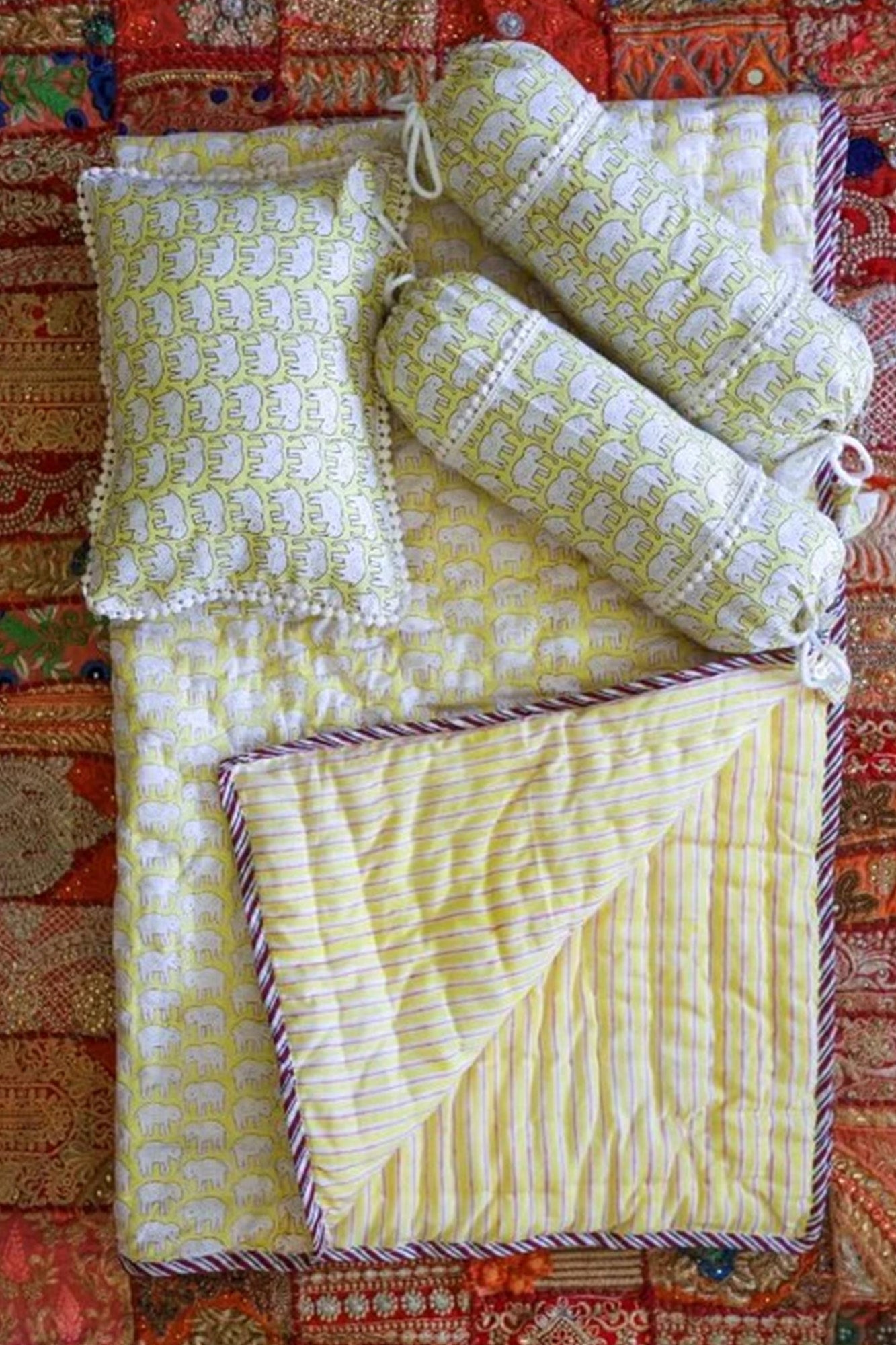 Baby Bed Set Elephant Yellow