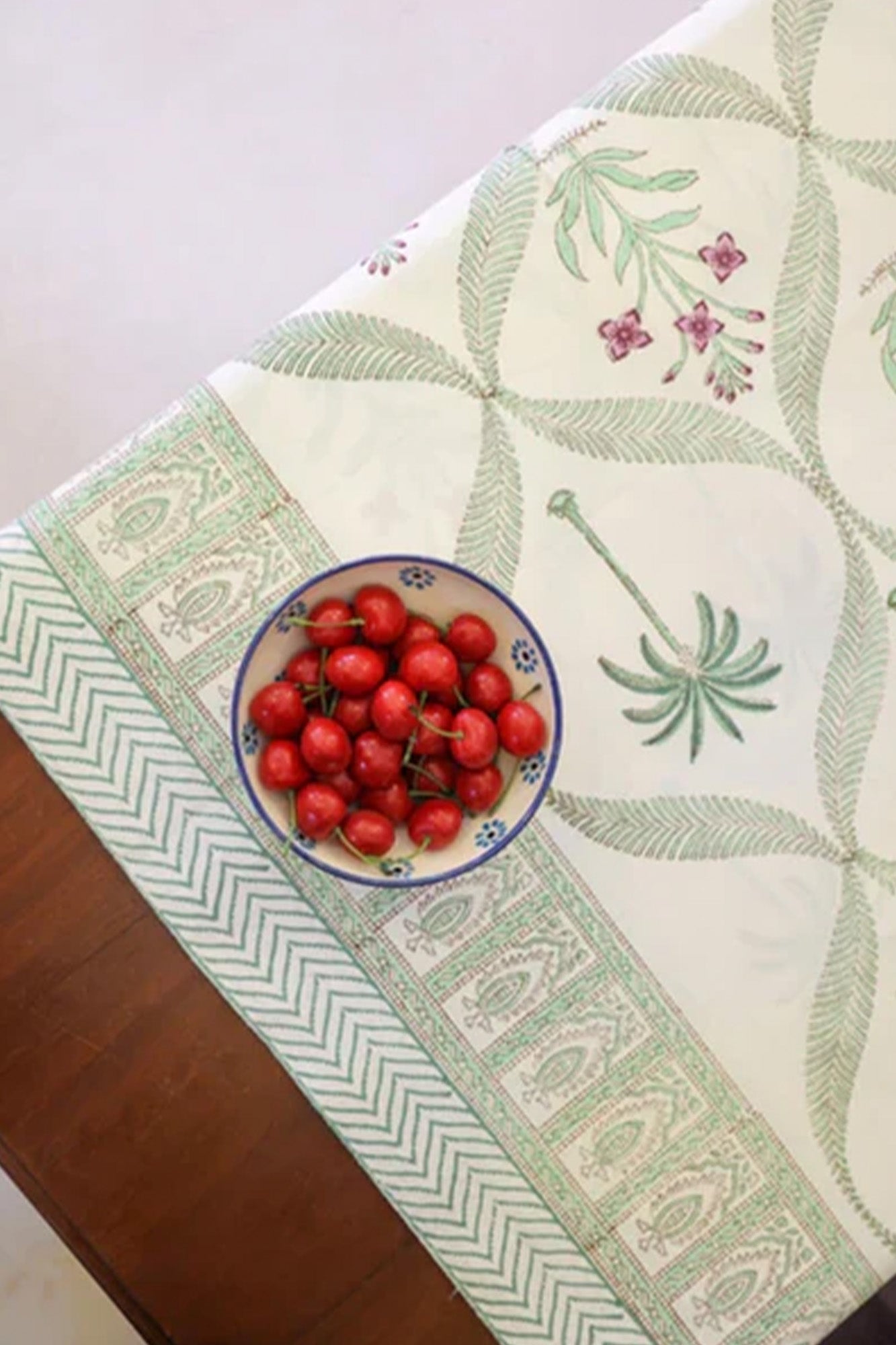Table Cover Block Printed Green