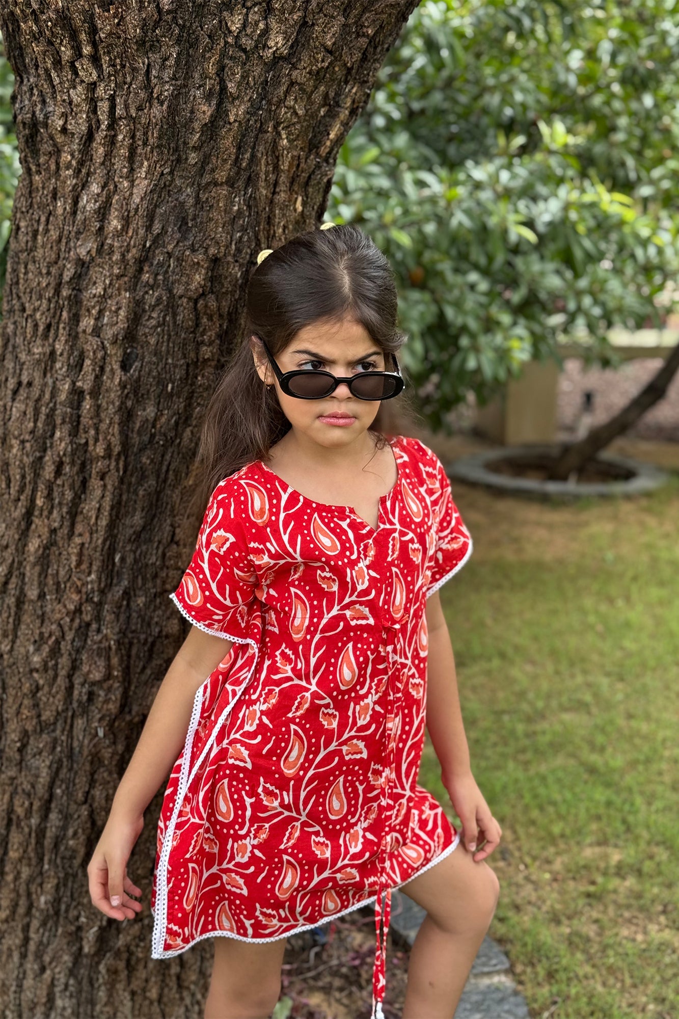 Kaftan Girl Red Paisley