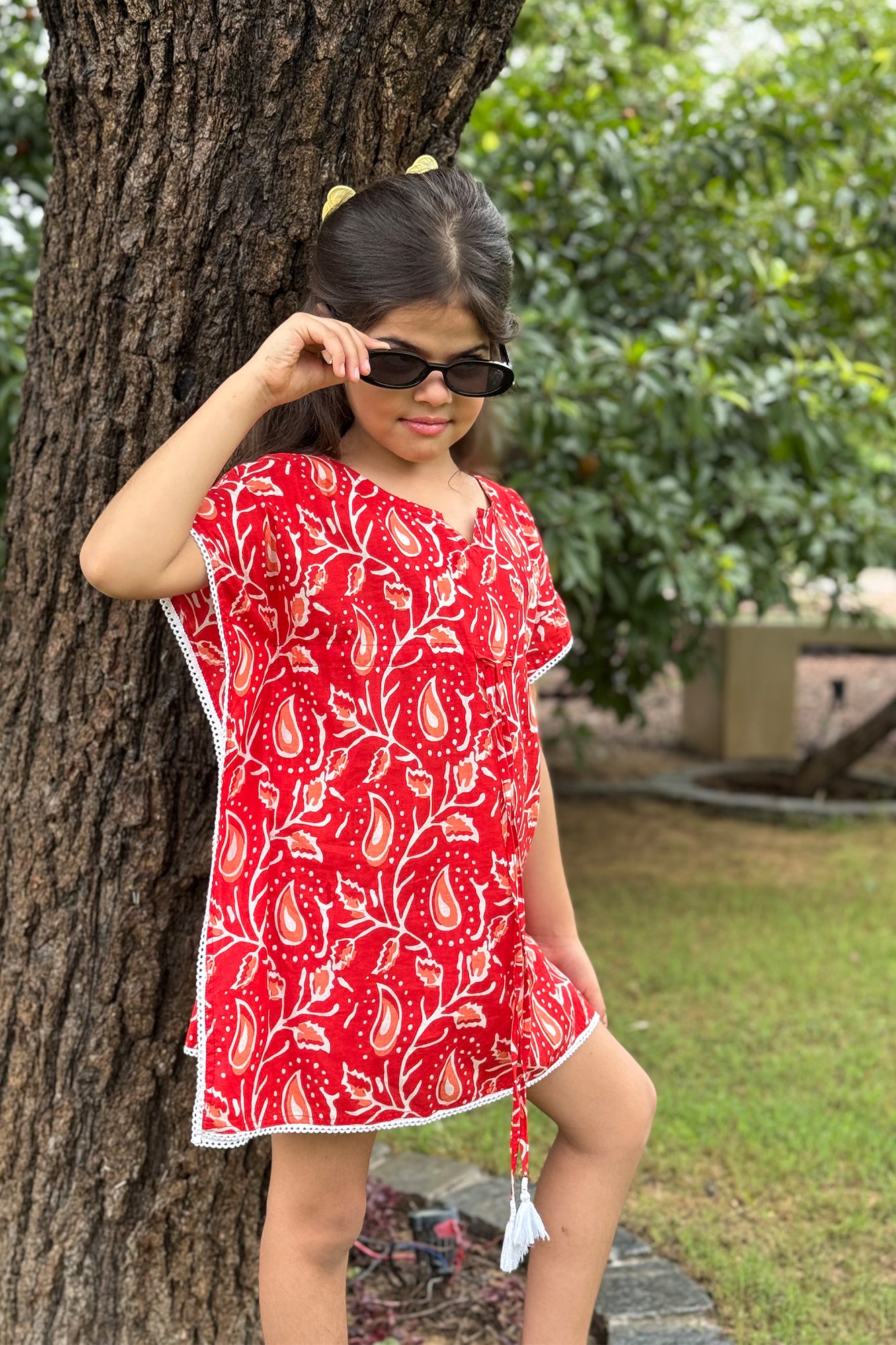 Kaftan Girl Red Paisley