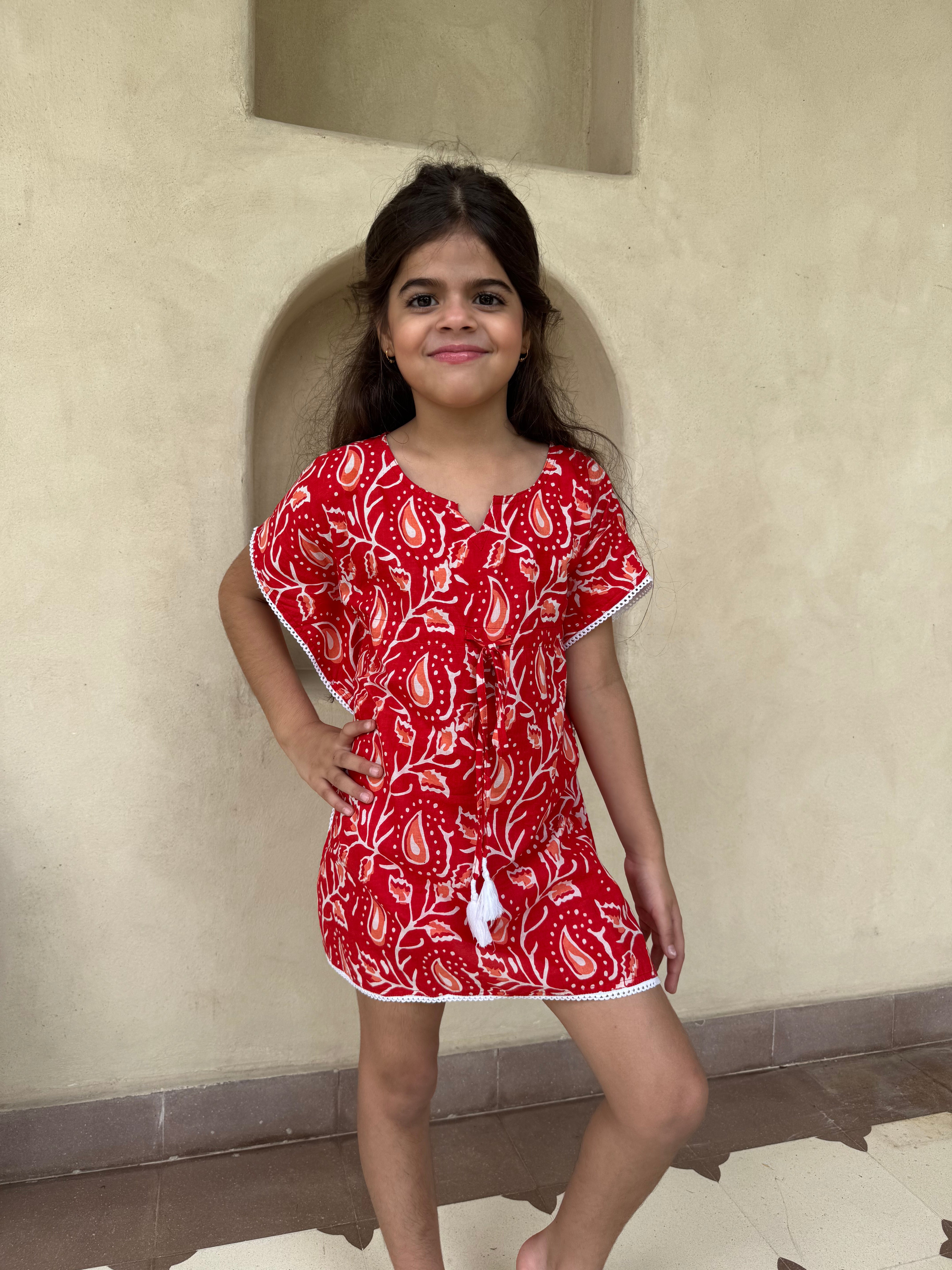 Kaftan Girl Red Paisley