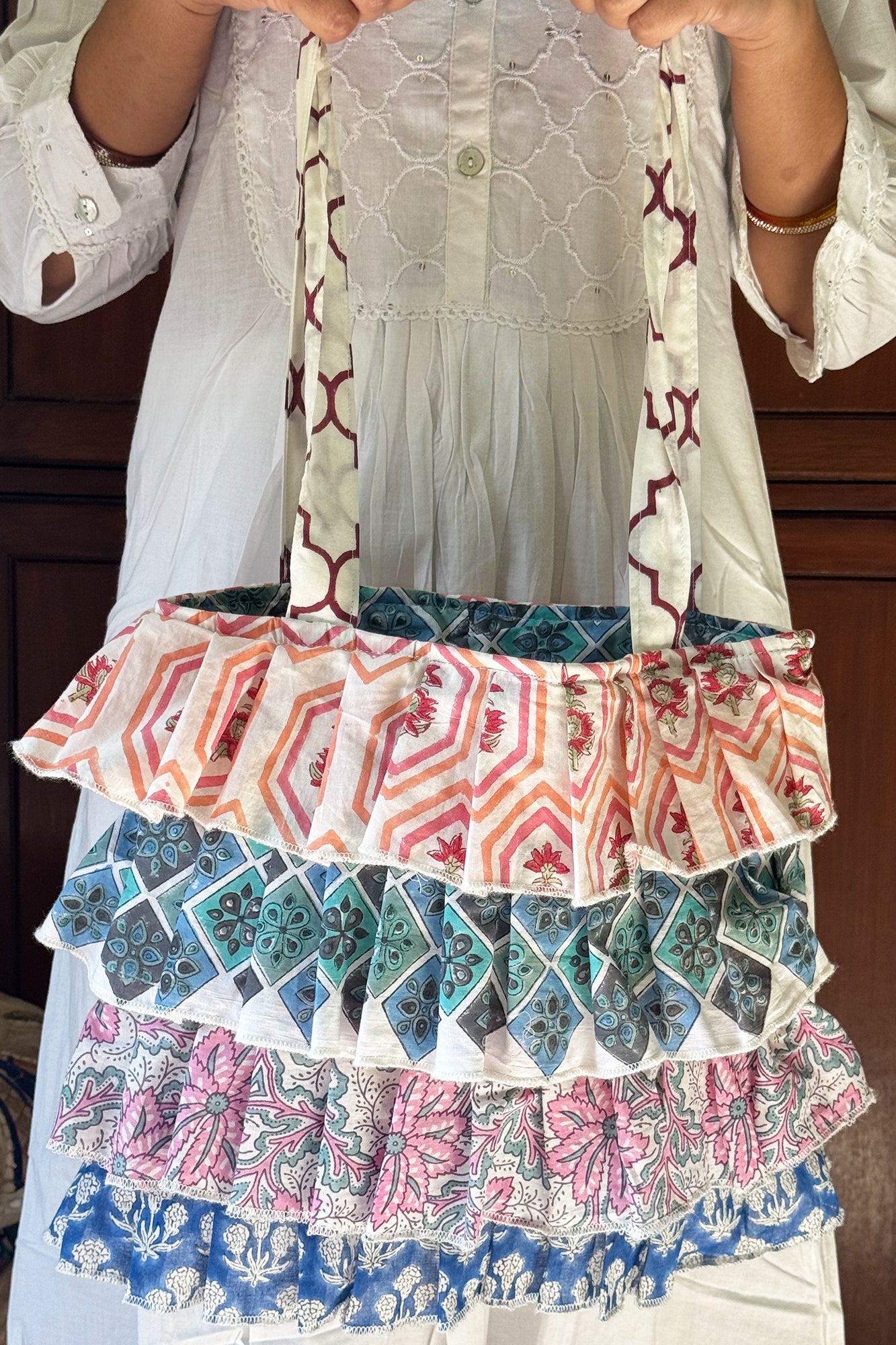 Multi Frill Hand Bag