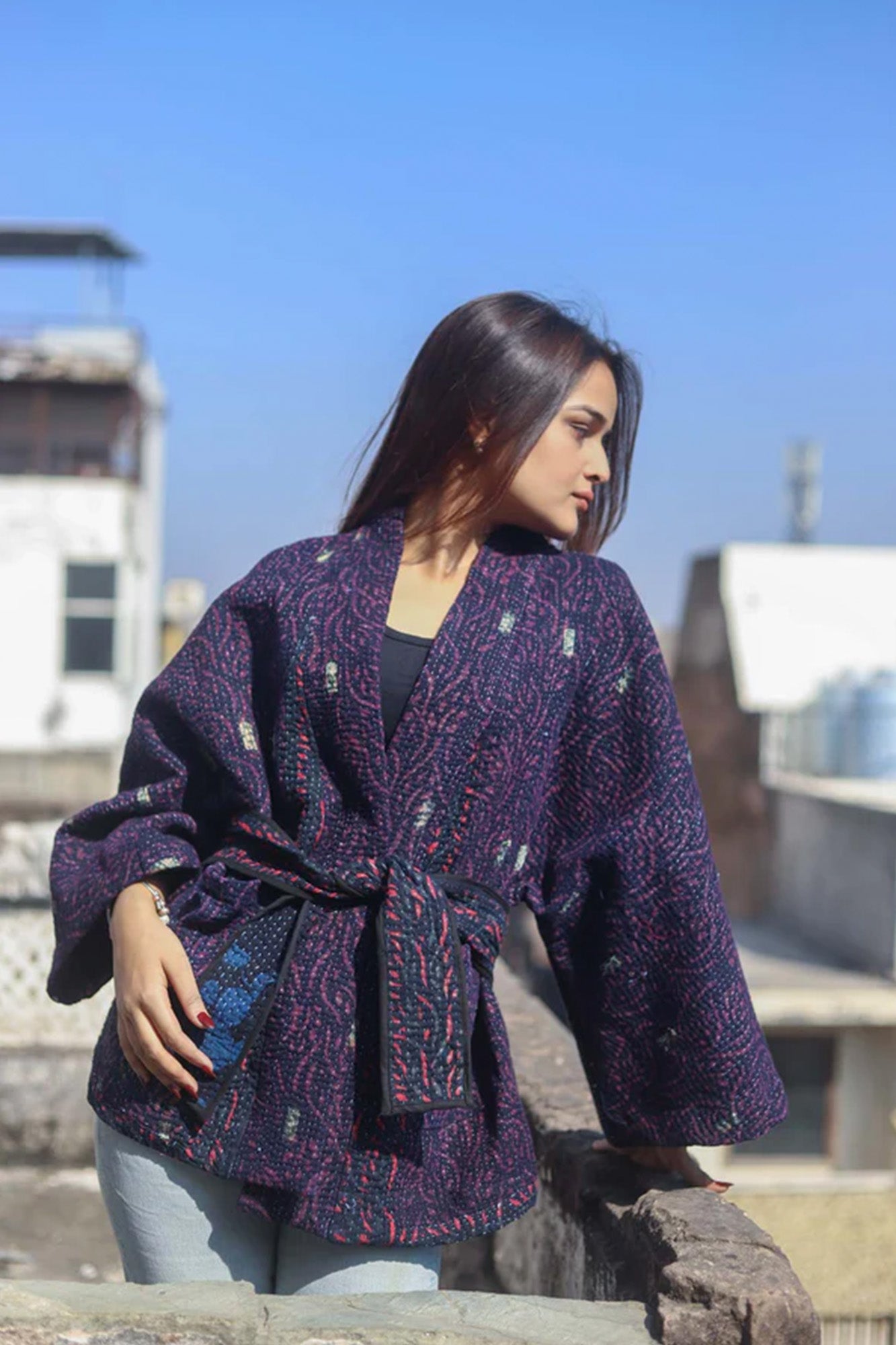 Purple Kantha Jacket
