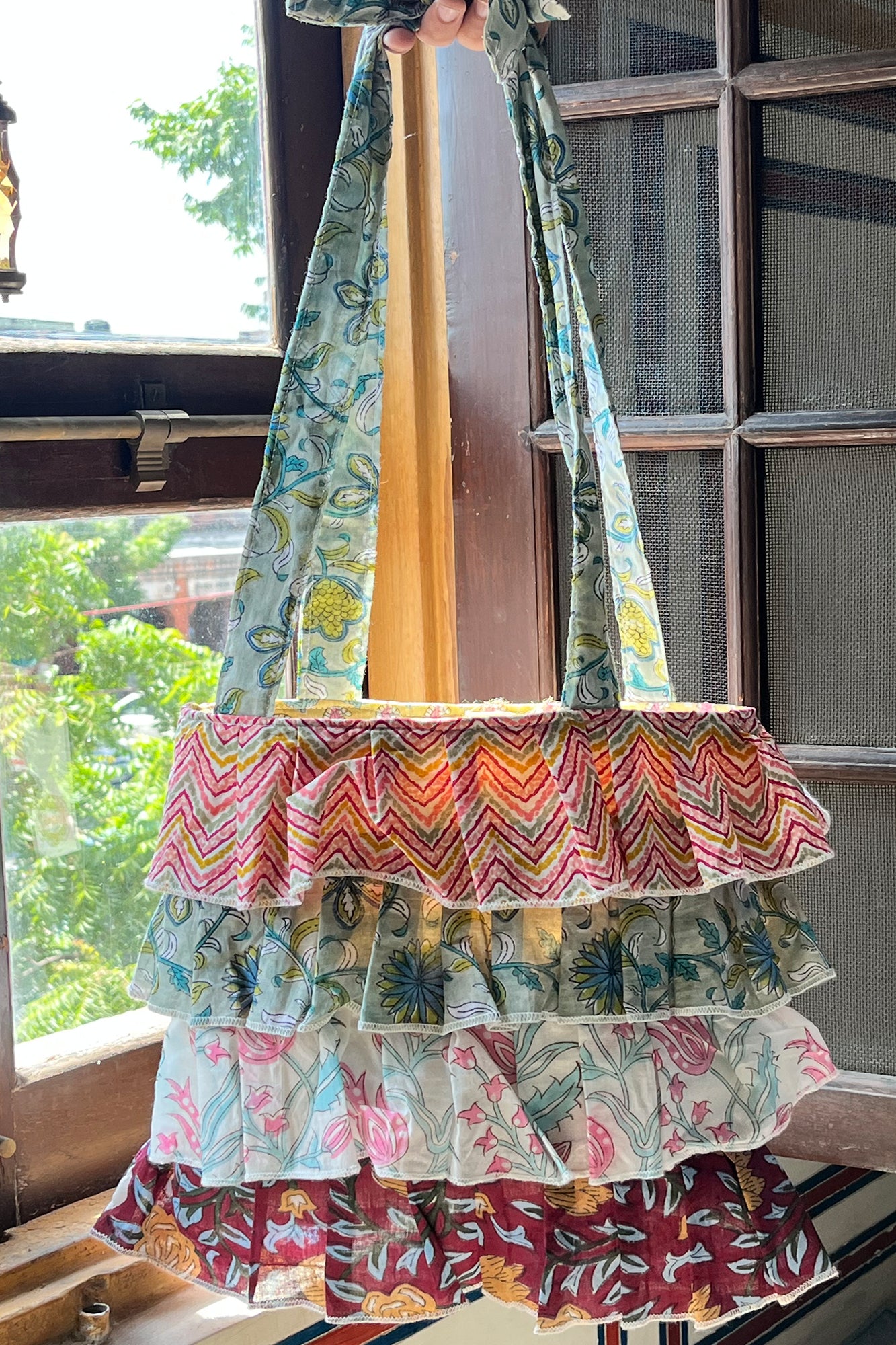 Multi Frill Hand Bag