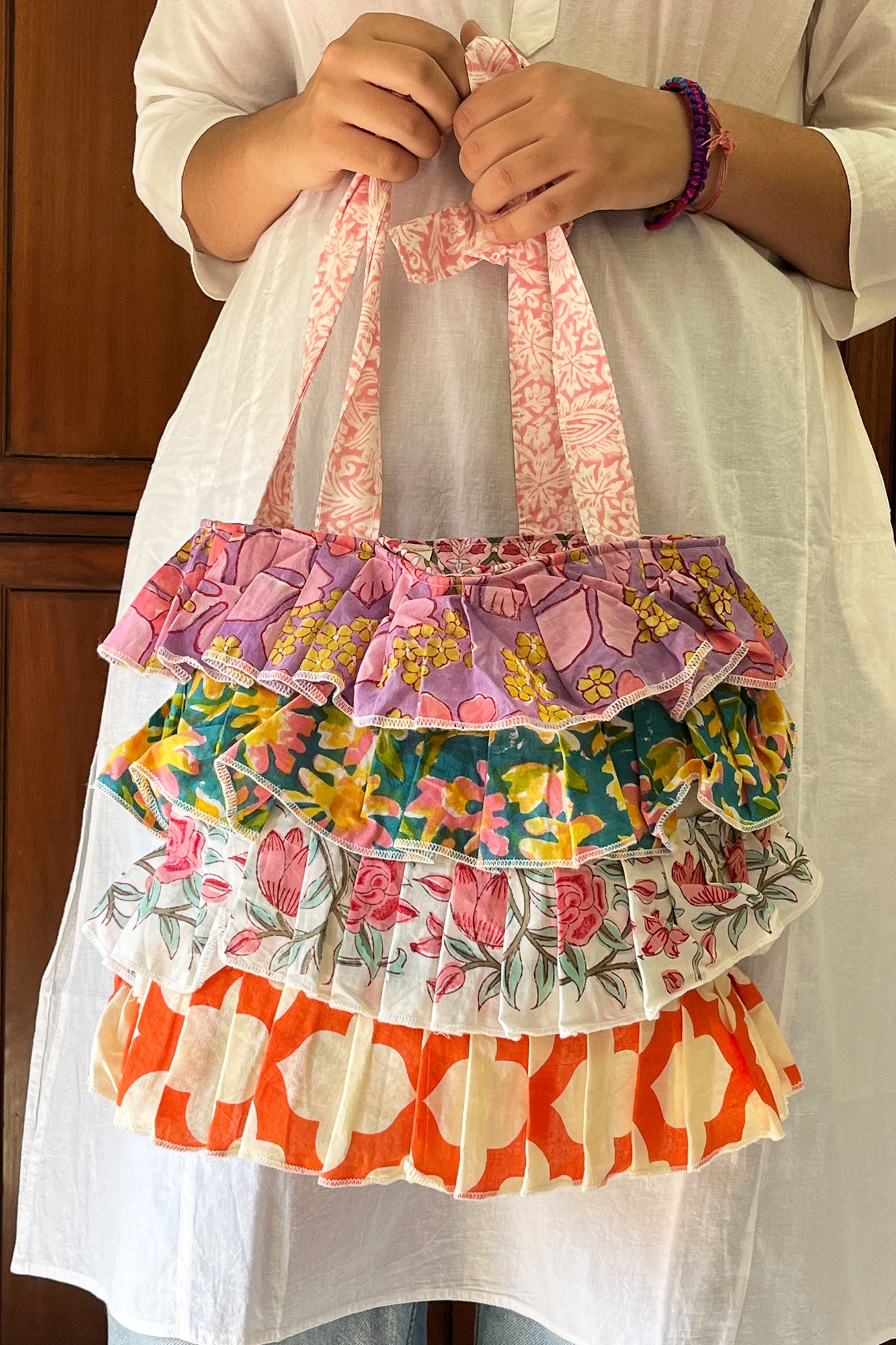 Multi Frill Hand Bag