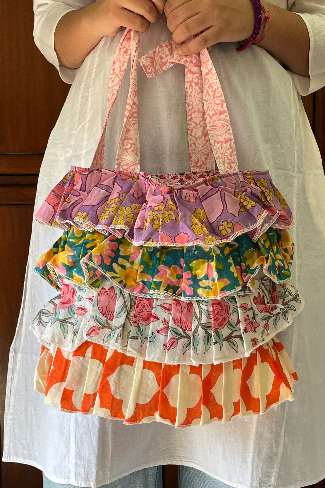Multi Frill Hand Bag