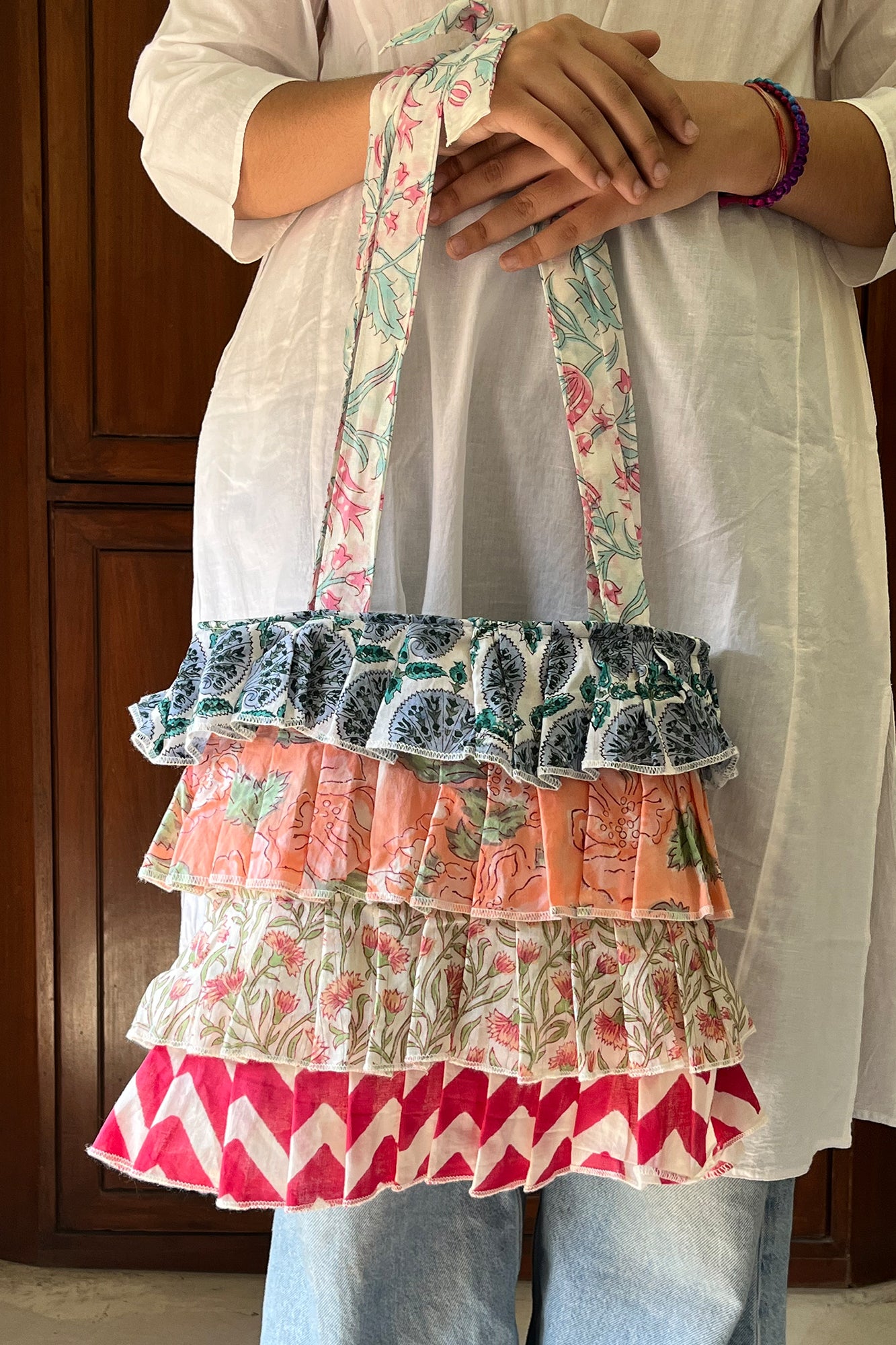 Multi Frill Hand Bag