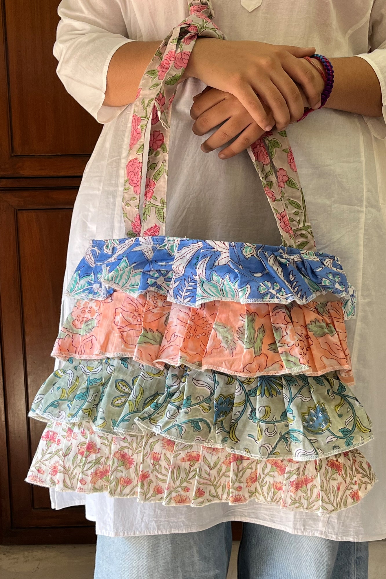 Multi Frill Hand Bag