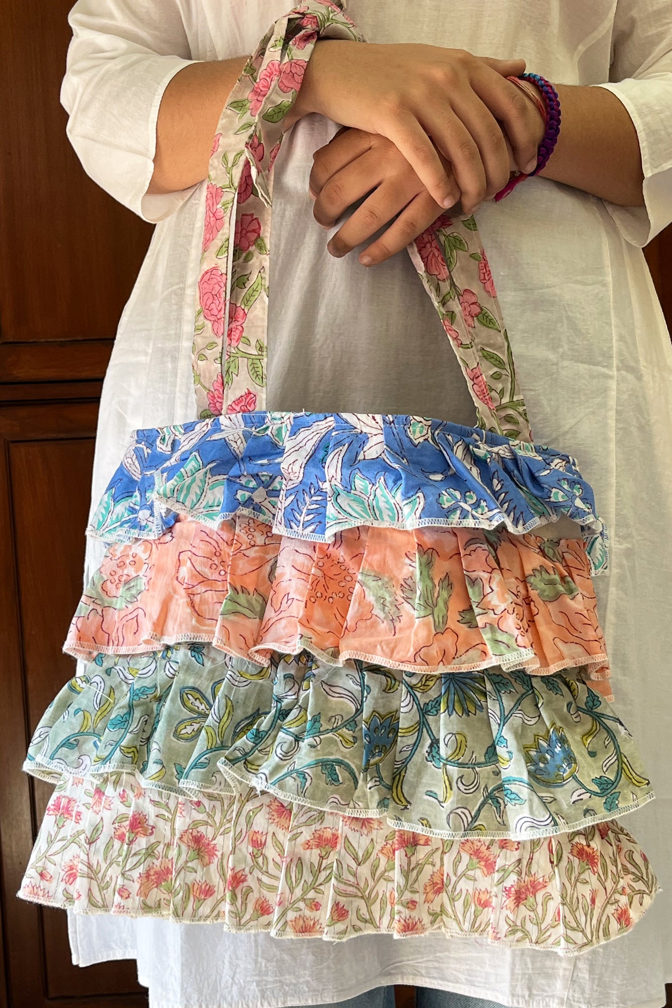 Multi Frill Hand Bag