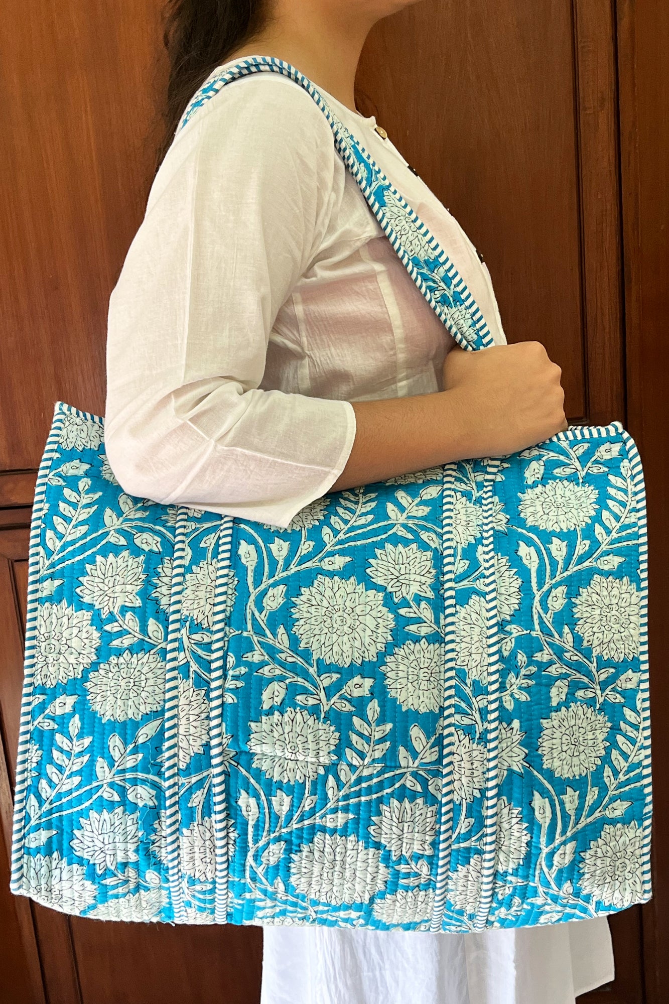 Aqua Sunflower Tote Bag
