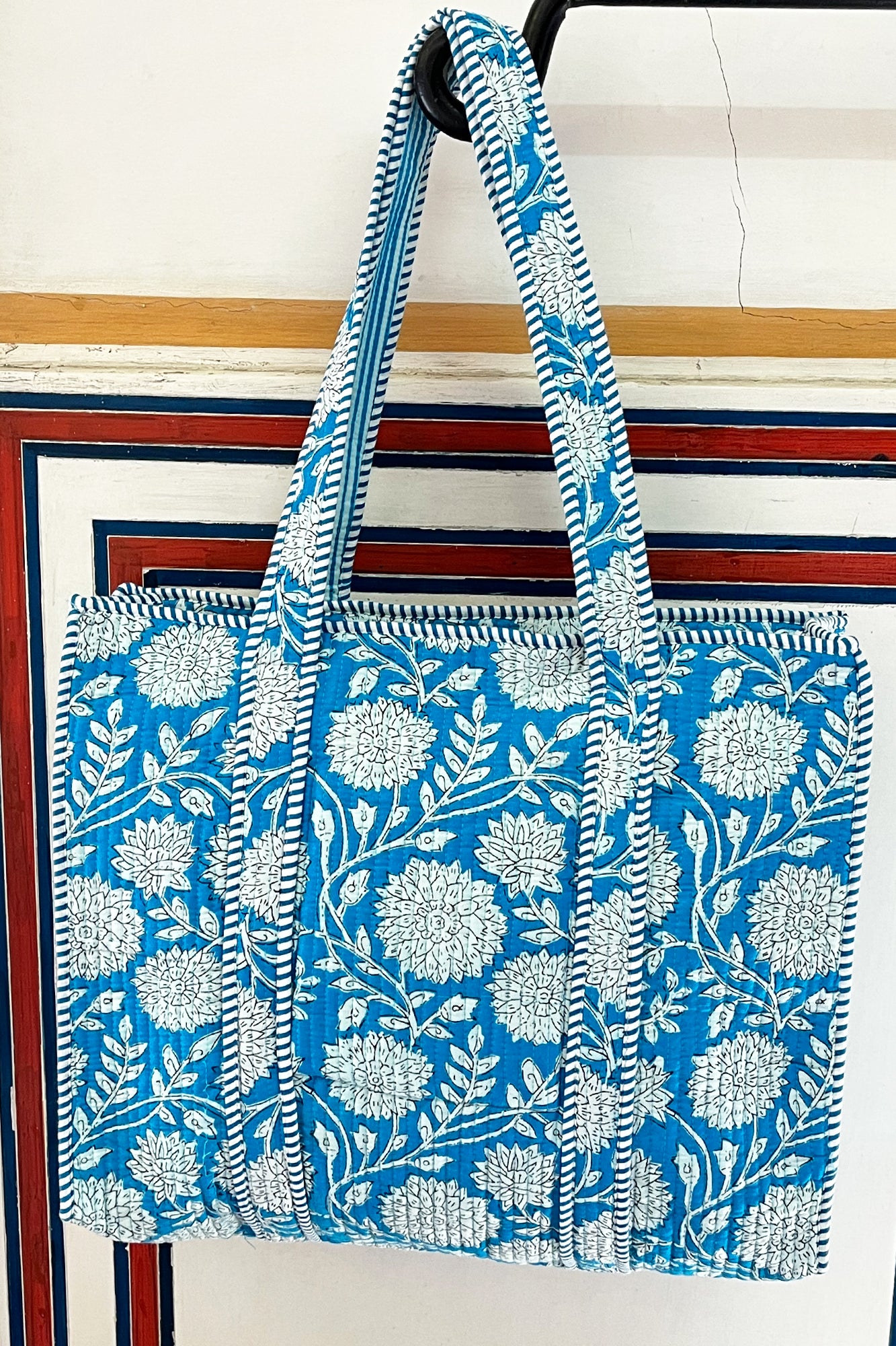 Aqua Sunflower Tote Bag